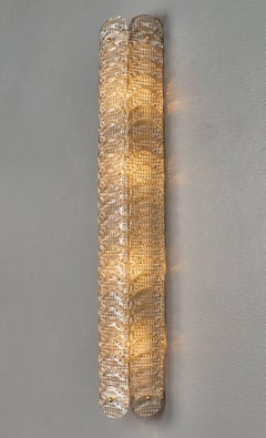 Venetian Glass Textured “Reticello” Sconces Crafted in Murano, Italy.