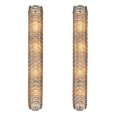 Venetian Glass Textured “Reticello” Sconces Crafted in Murano, Italy.