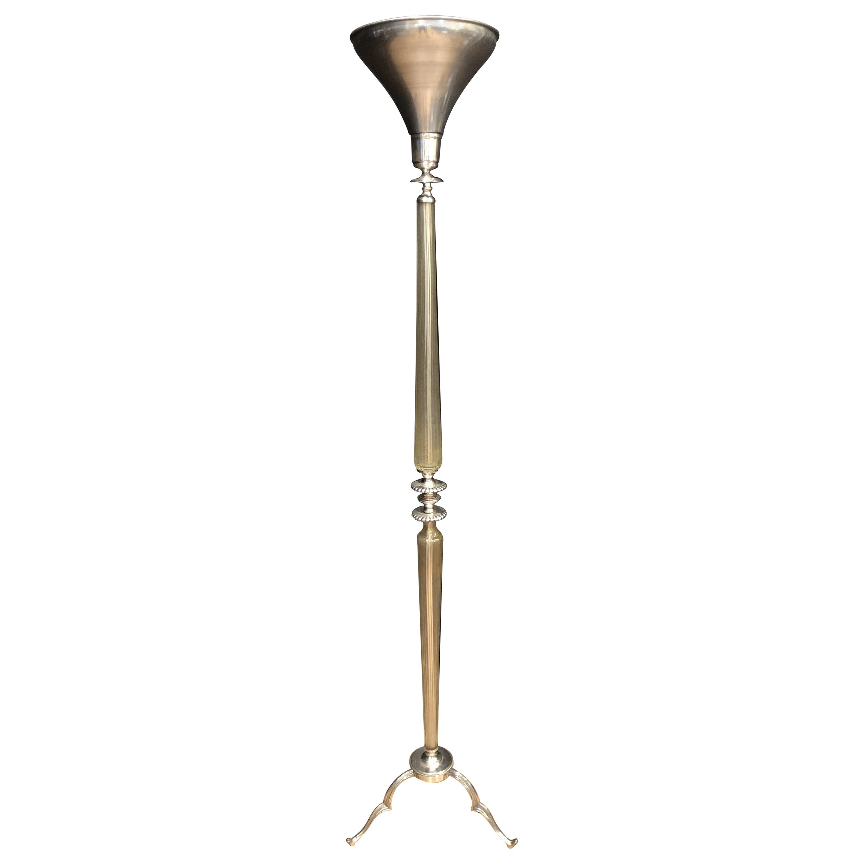 Mid Century Modern Venetian Glass Torchere Lamp For Sale