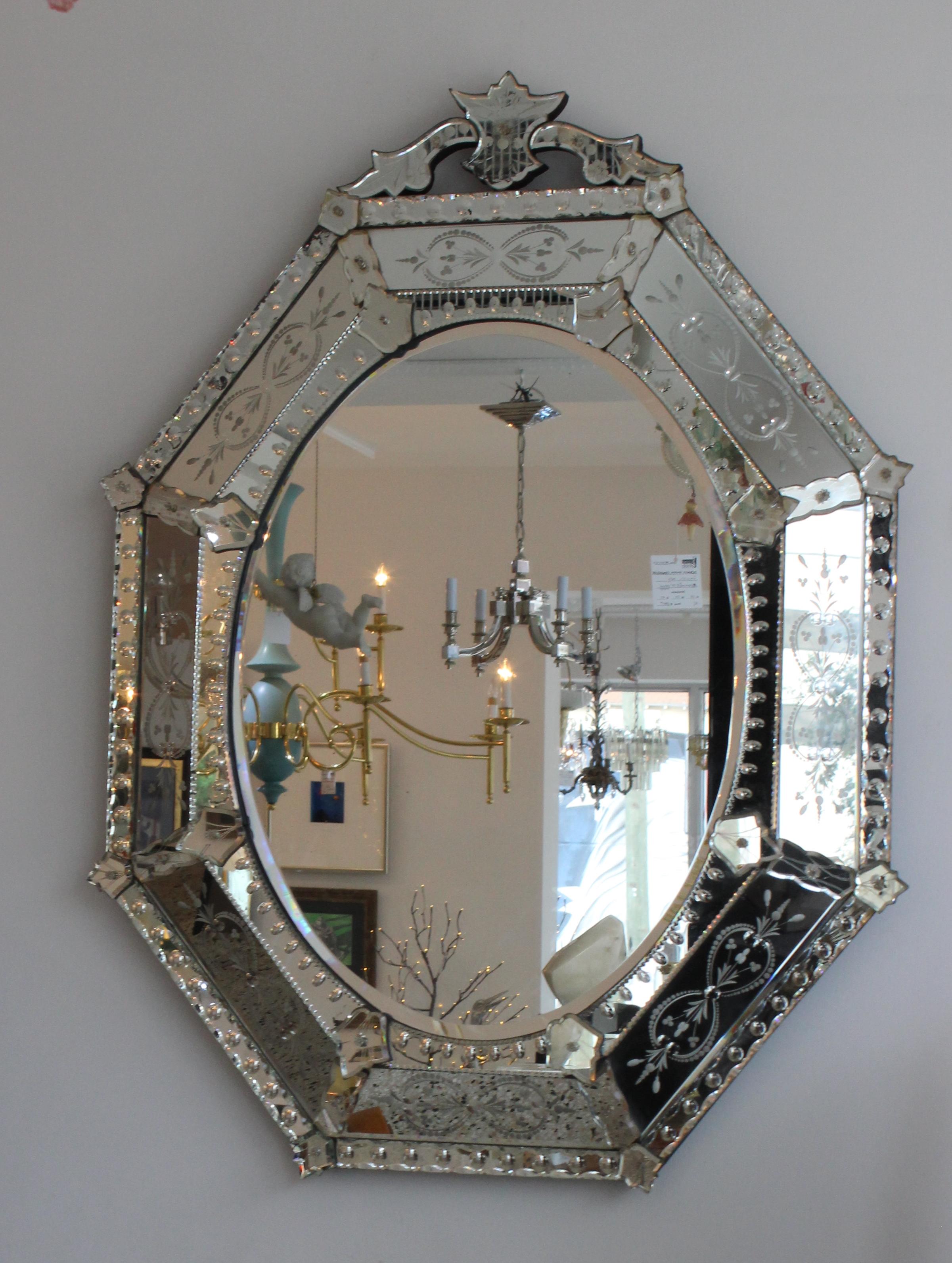 Hollywood Regency Venetian Glass Wall Mirror  For Sale