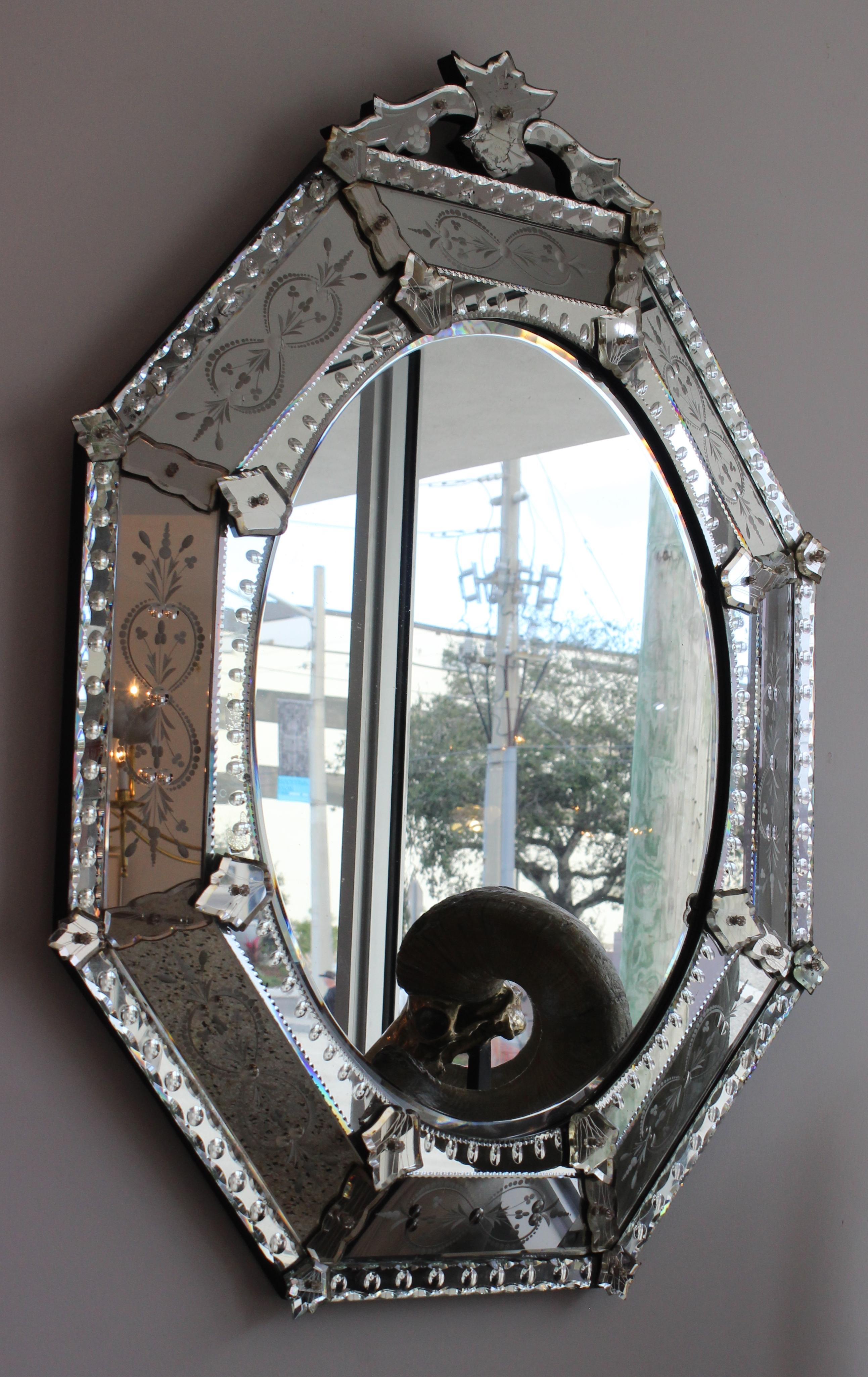 Italian Venetian Glass Wall Mirror  For Sale