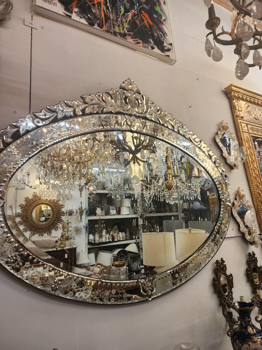 Mid-20th Century Venetian Glass Wall Mirror For Sale