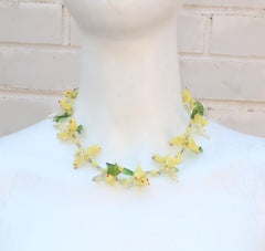 Venetian Glass Yellow Bird Beaded Necklace, C.1950