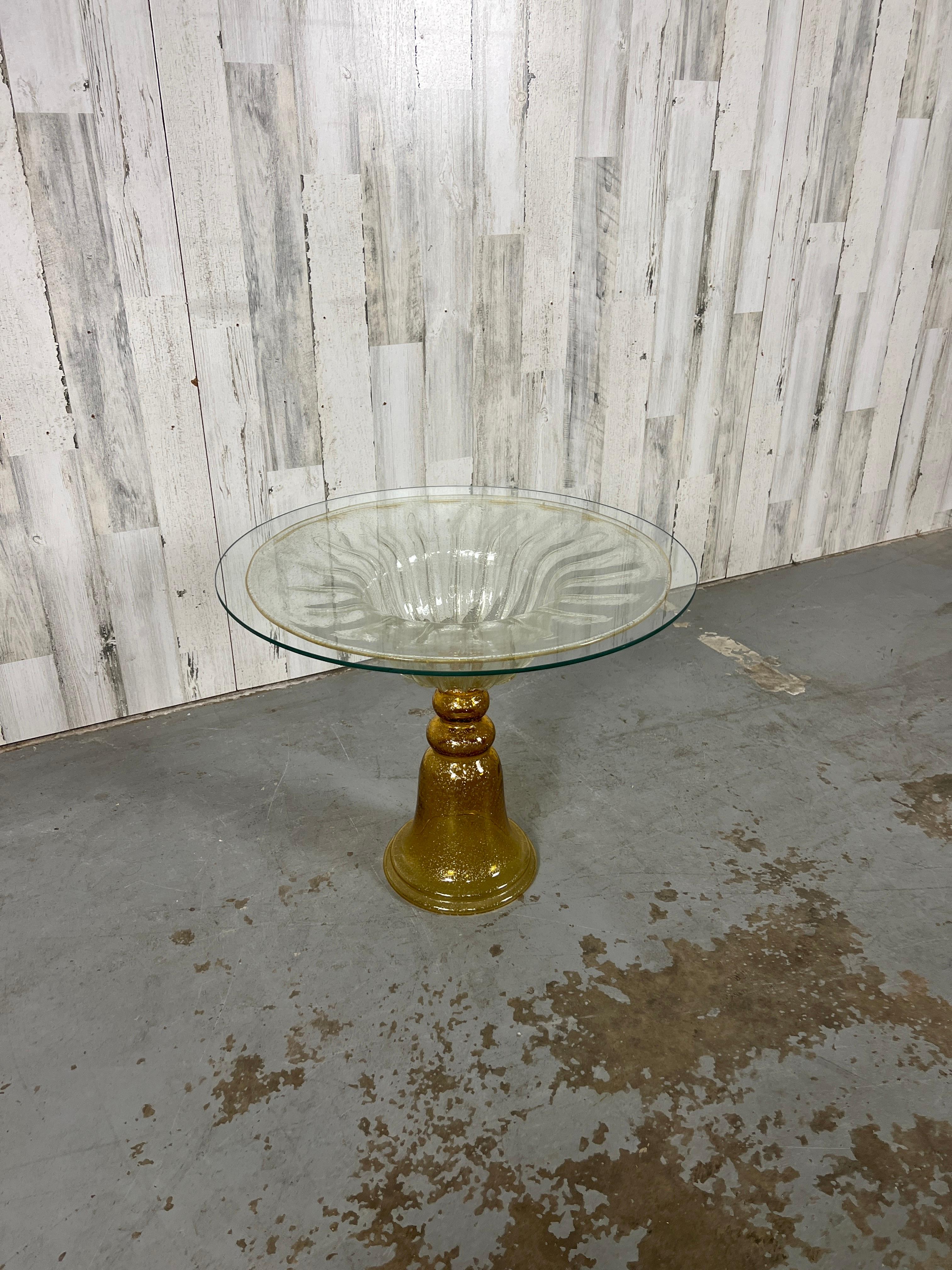 Venetian Gold fleck Glass Side table For Sale 10
