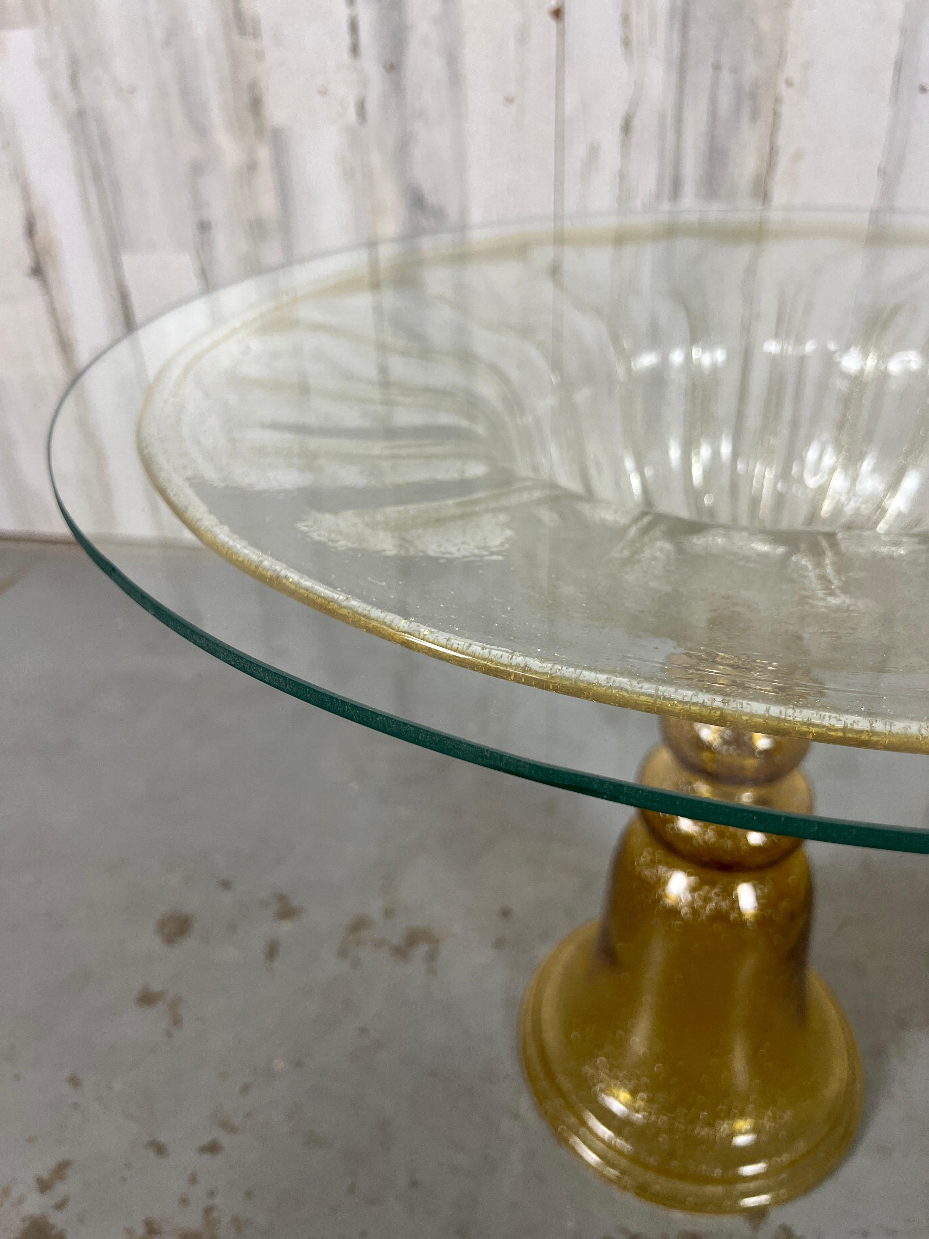 Venetian Gold fleck Glass Side table For Sale 12