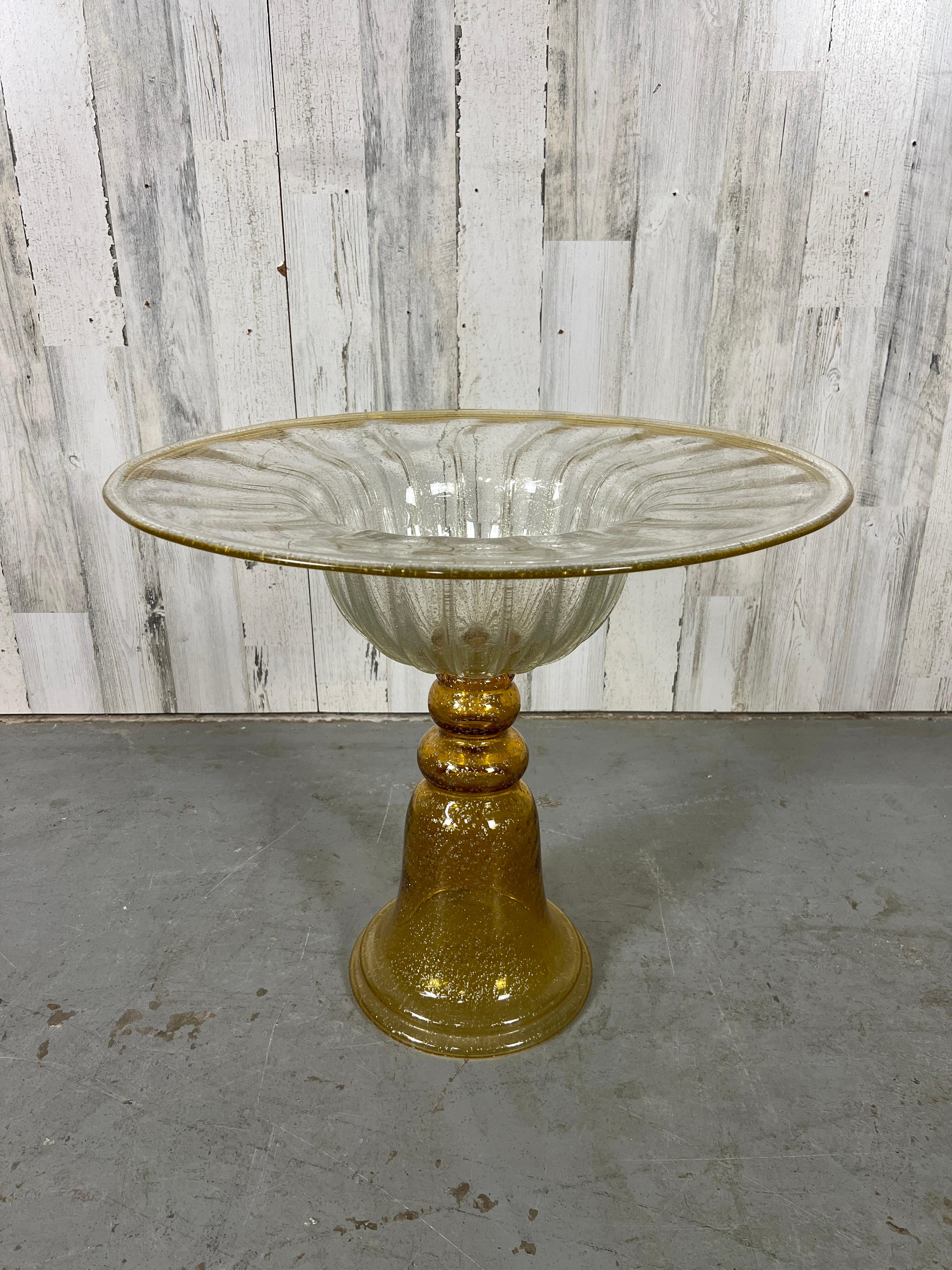 Modern Venetian Gold fleck Glass Side table For Sale