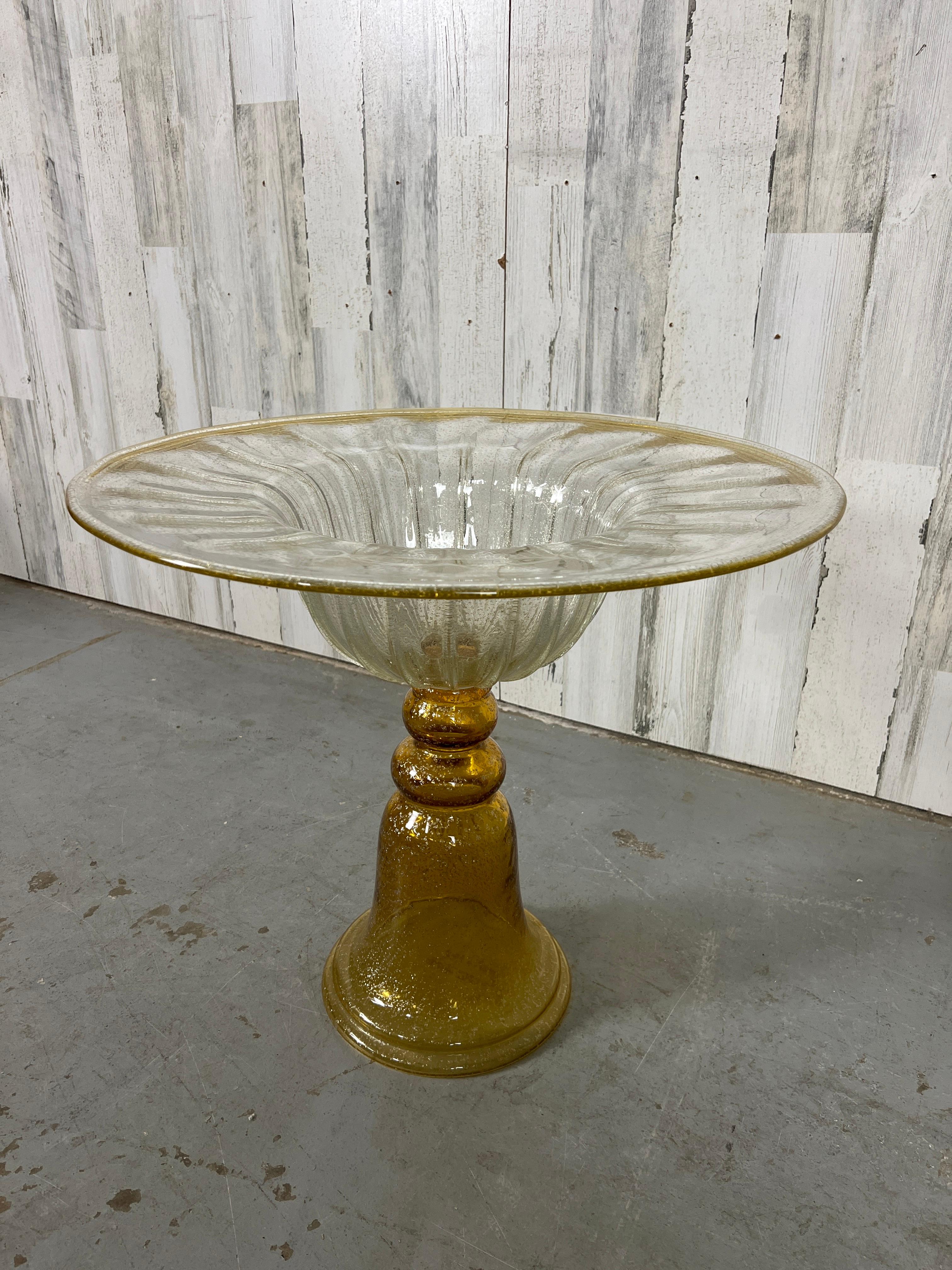 Venetian Gold fleck Glass Side table For Sale 1