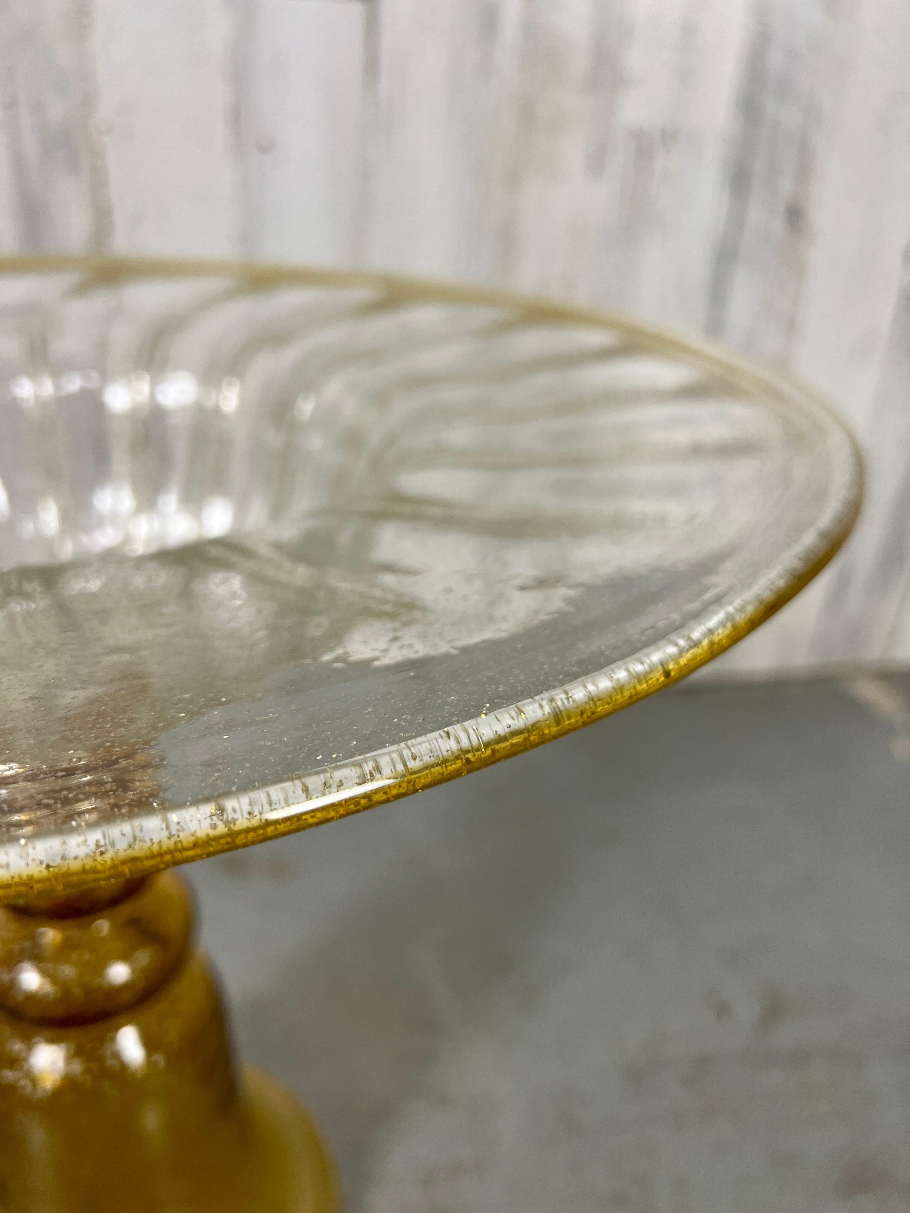 Venetian Gold fleck Glass Side table For Sale 2