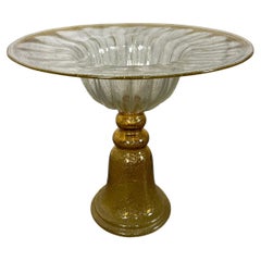 Mesa auxiliar de cristal con motas de oro veneciano