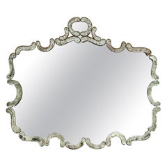 Venetian Gold Inclusion Scalloped Beveled Border Mirror, Aged Mirror