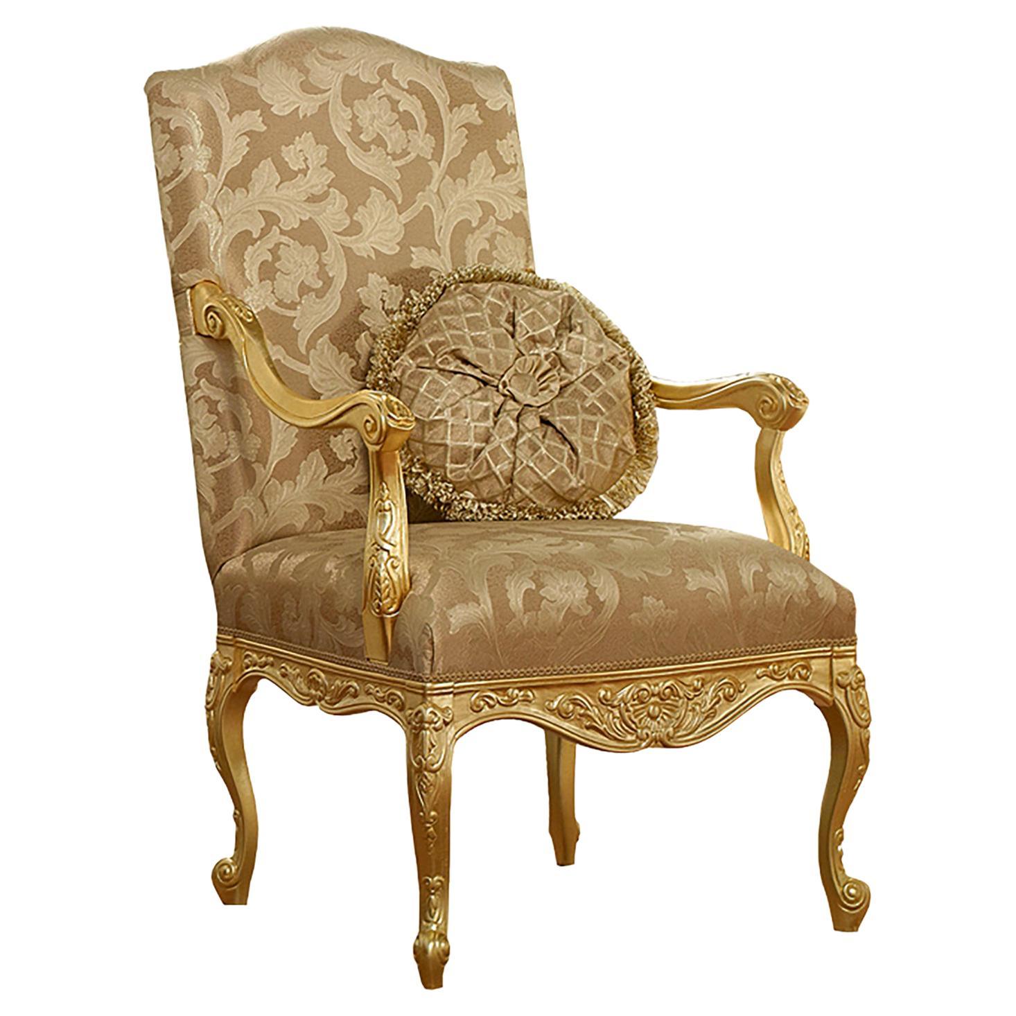 Venetian Gold Leaf Armchair by Modenese Gastone Luxury Interiors For Sale