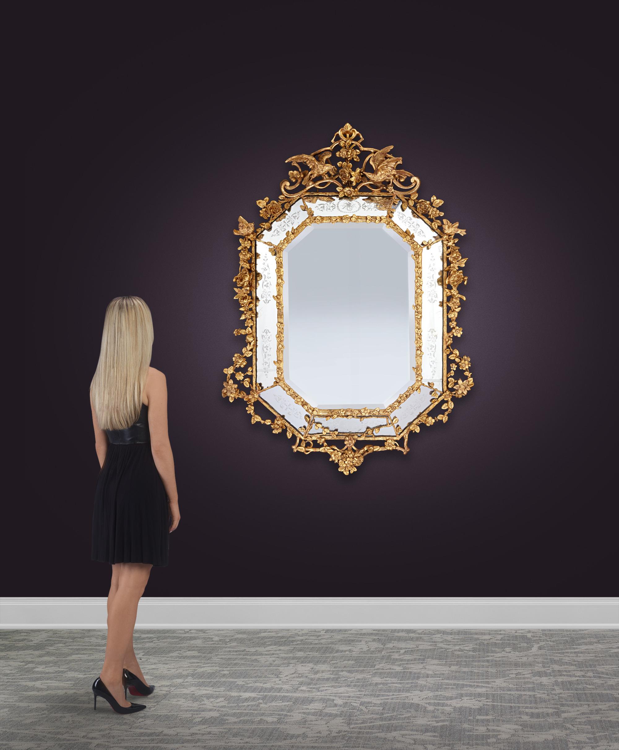 Venetian Gold Leaf Mirror In Good Condition In New Orleans, LA
