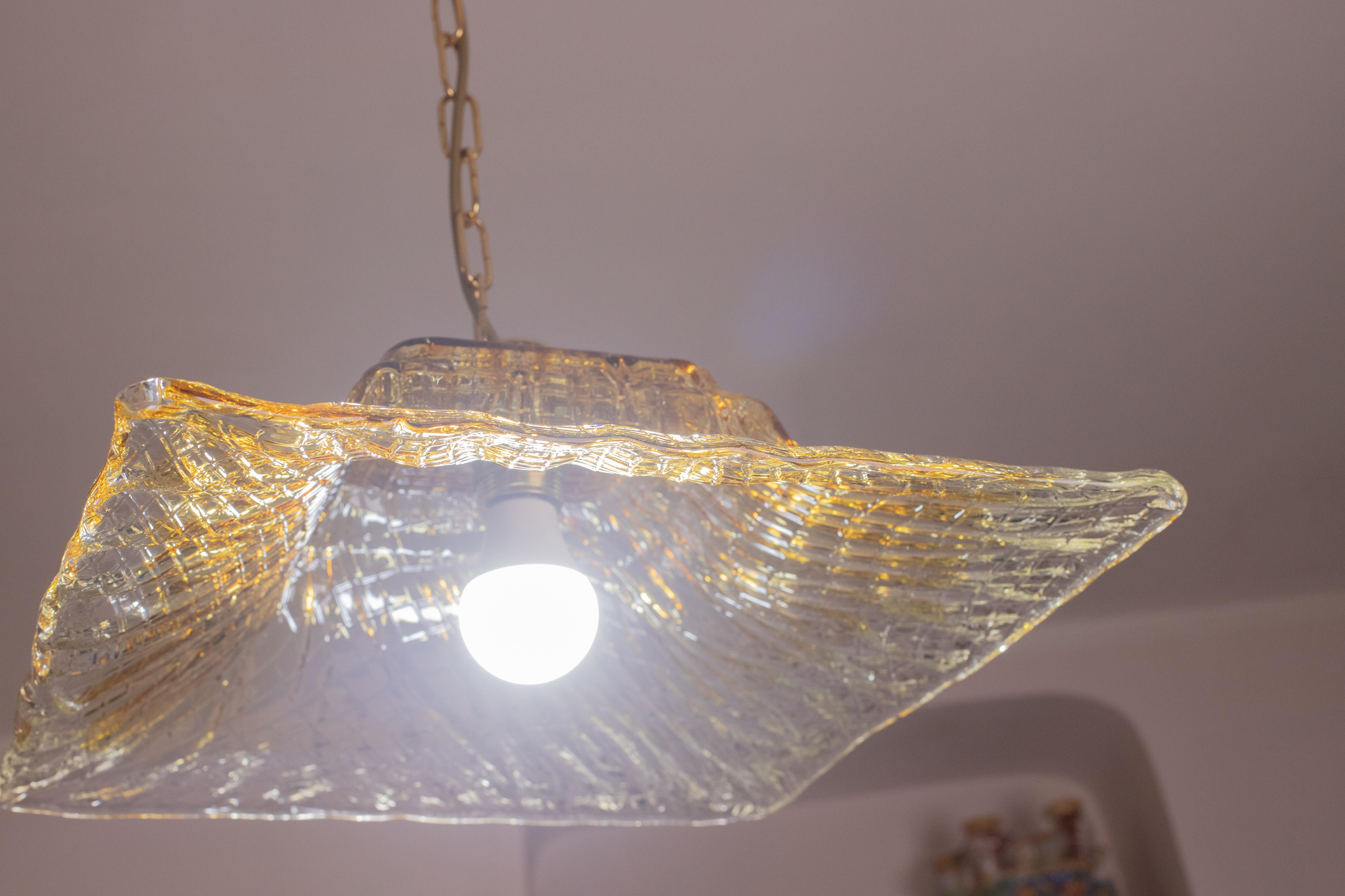 Late 20th Century Venetian Gold Vintage Chandelier, Murano Glass, 1970s For Sale