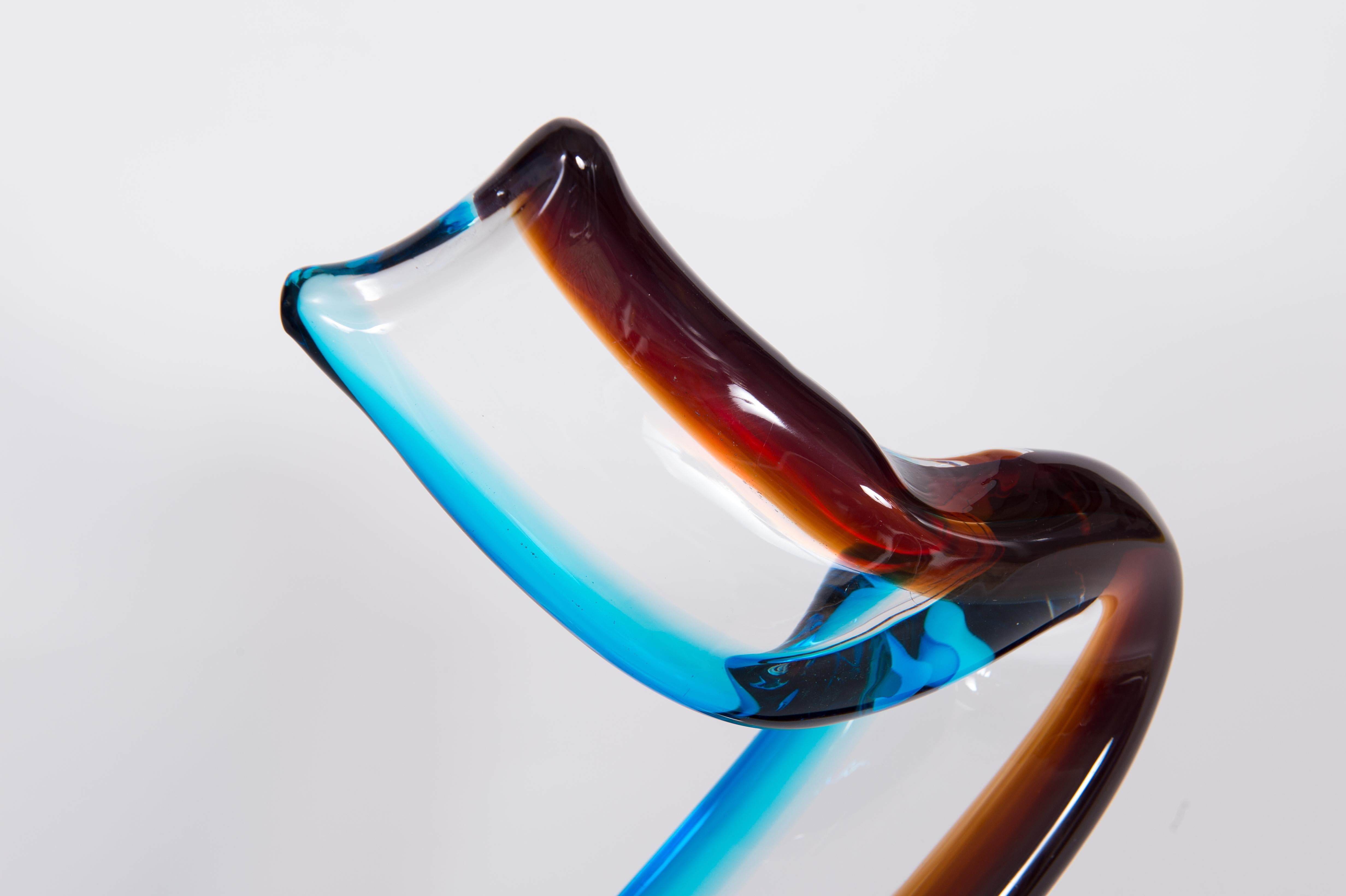 Hand-Crafted Furkel Sculpture in sunken Multicolor Finishes in Murano Glass, Italy For Sale