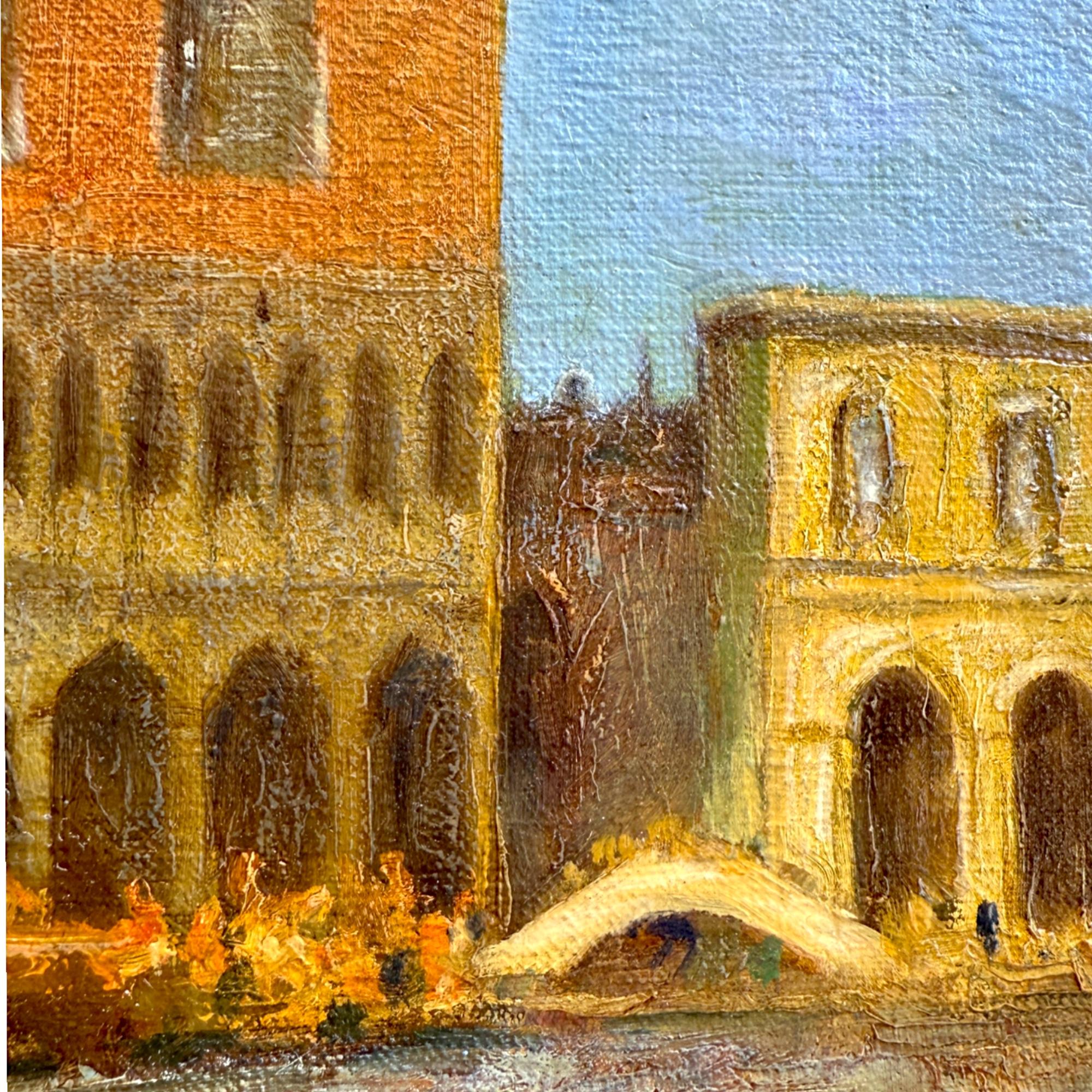 Scène du Grand Canal de Venise - Peinture à l'huile sur toile encadrée, 19e siècle en vente 2