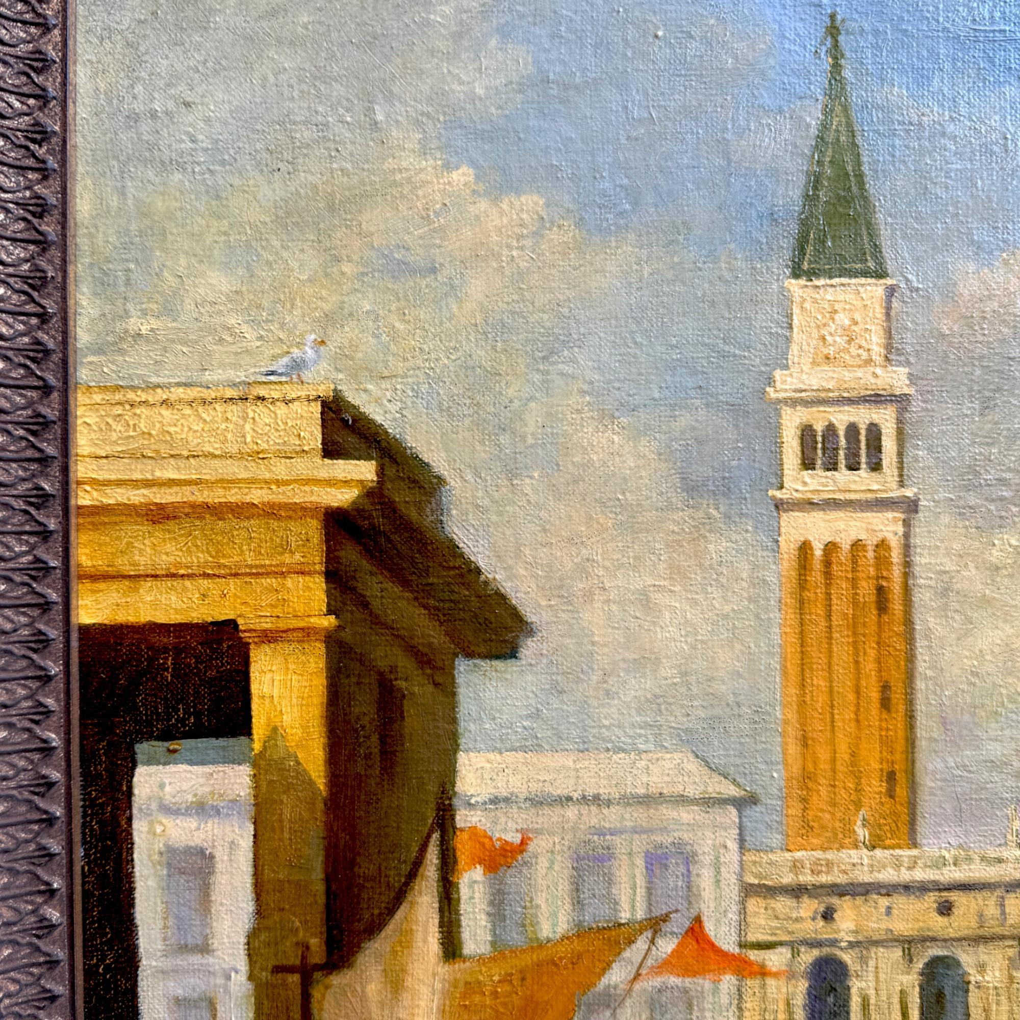 italien Scène du Grand Canal de Venise - Peinture à l'huile sur toile encadrée, 19e siècle en vente