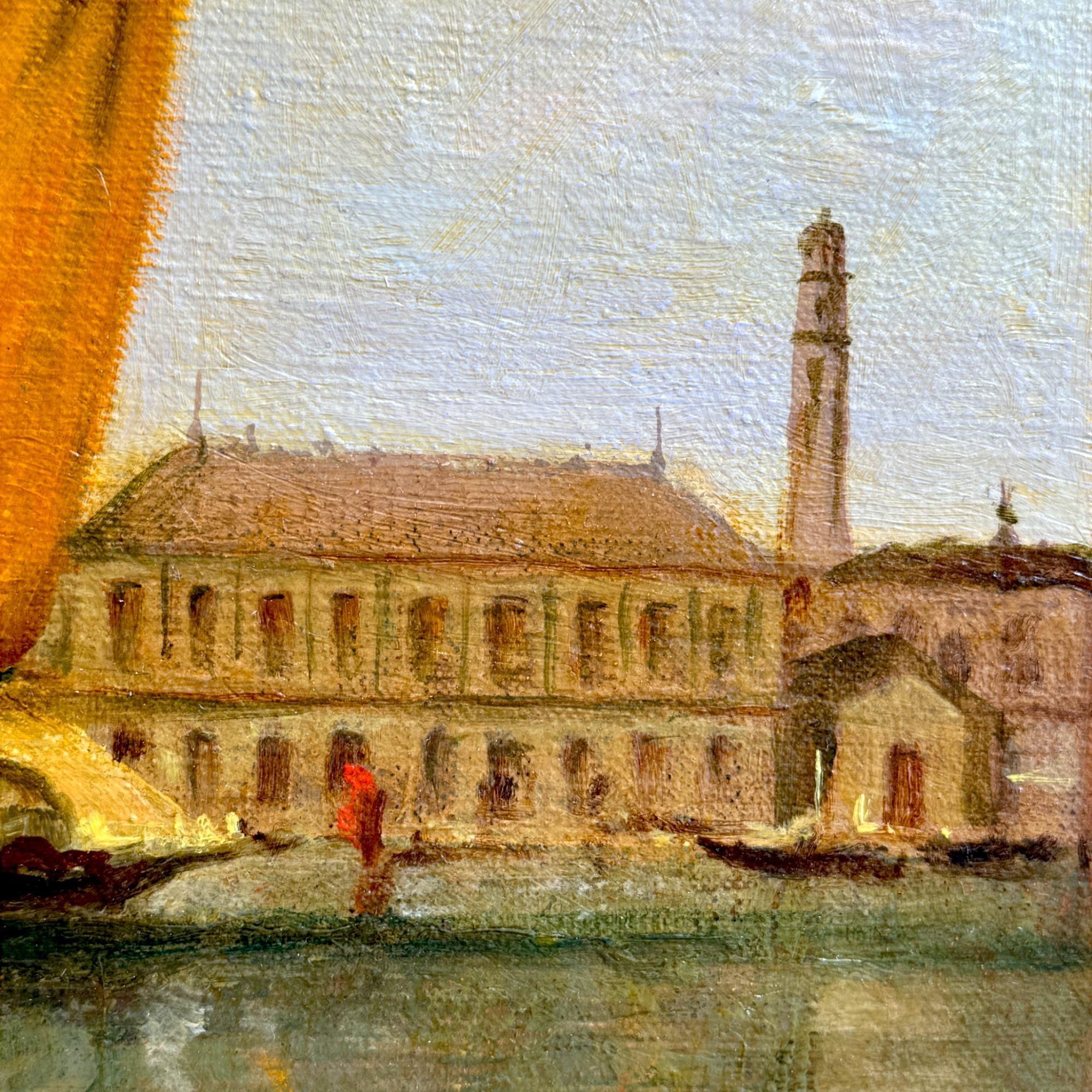 Venetian Grand Canal Sonnenuntergang Szene - Gerahmte Ölgemälde auf Leinwand, 19. im Angebot 1