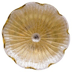 Venetian Grit Flush Mount in Blown Murano Glass submerged gold Italy 1980s