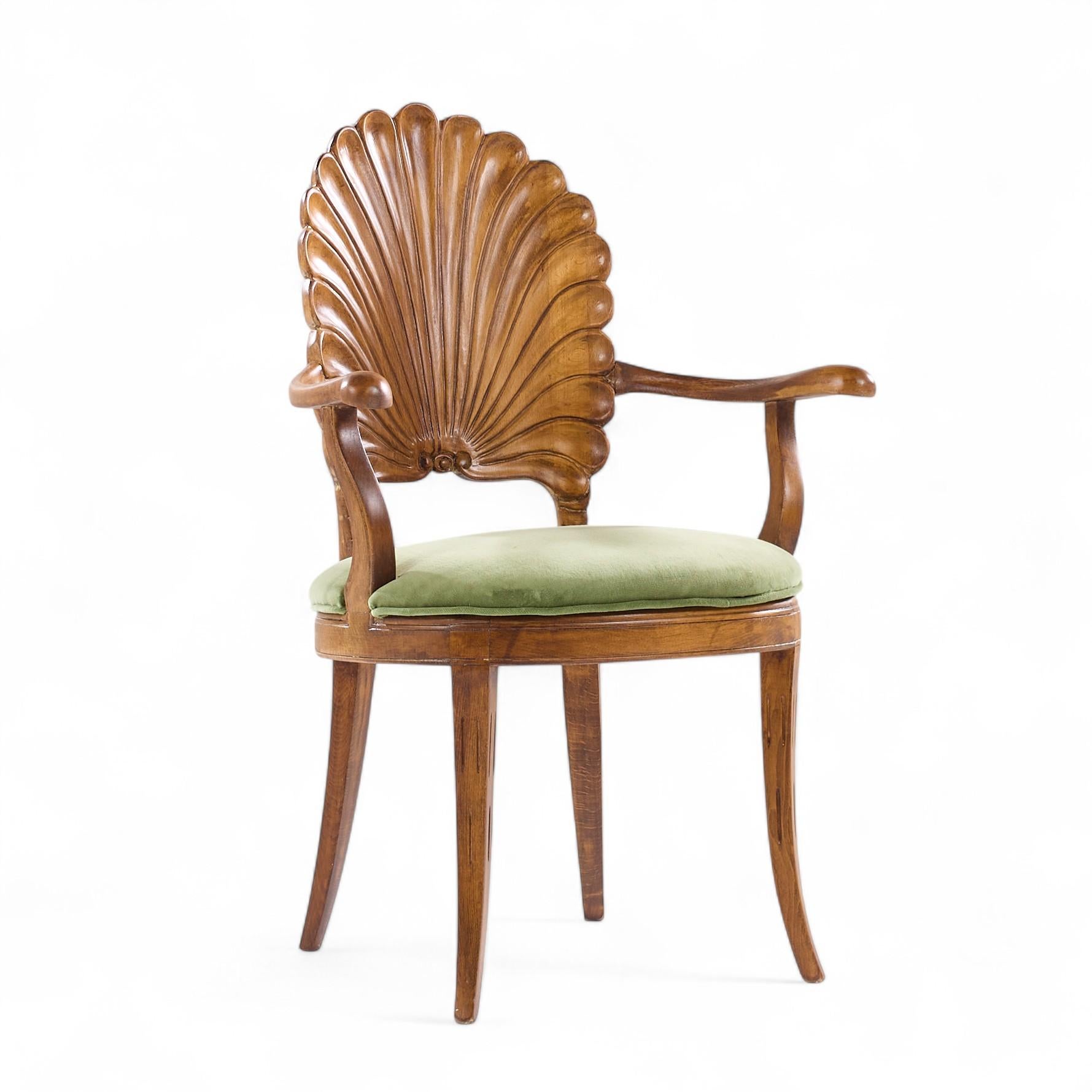 Venetian Grotto Hollywood Regency Scalloped Shell Back Dining Chairs - Set of 6 For Sale 4