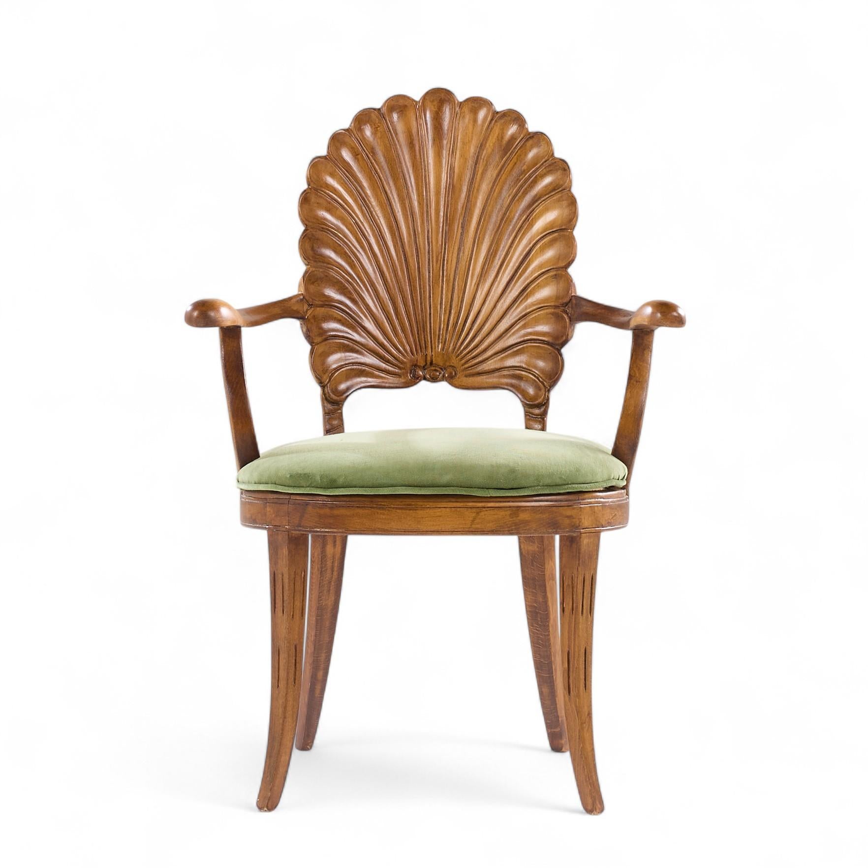 Venetian Grotto Hollywood Regency Scalloped Shell Back Dining Chairs - Set of 6 For Sale 5
