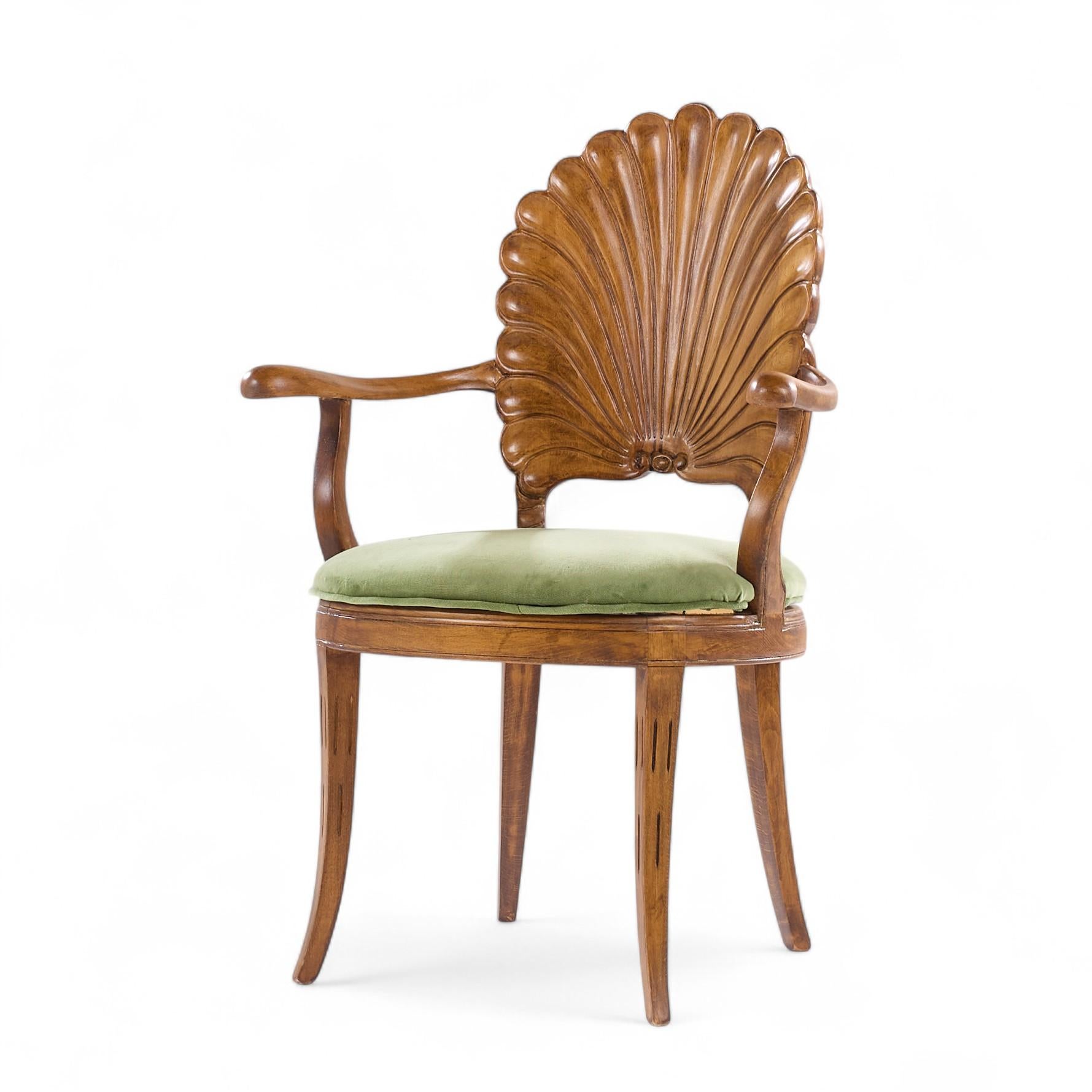 Venetian Grotto Hollywood Regency Scalloped Shell Back Dining Chairs - Set of 6 For Sale 6