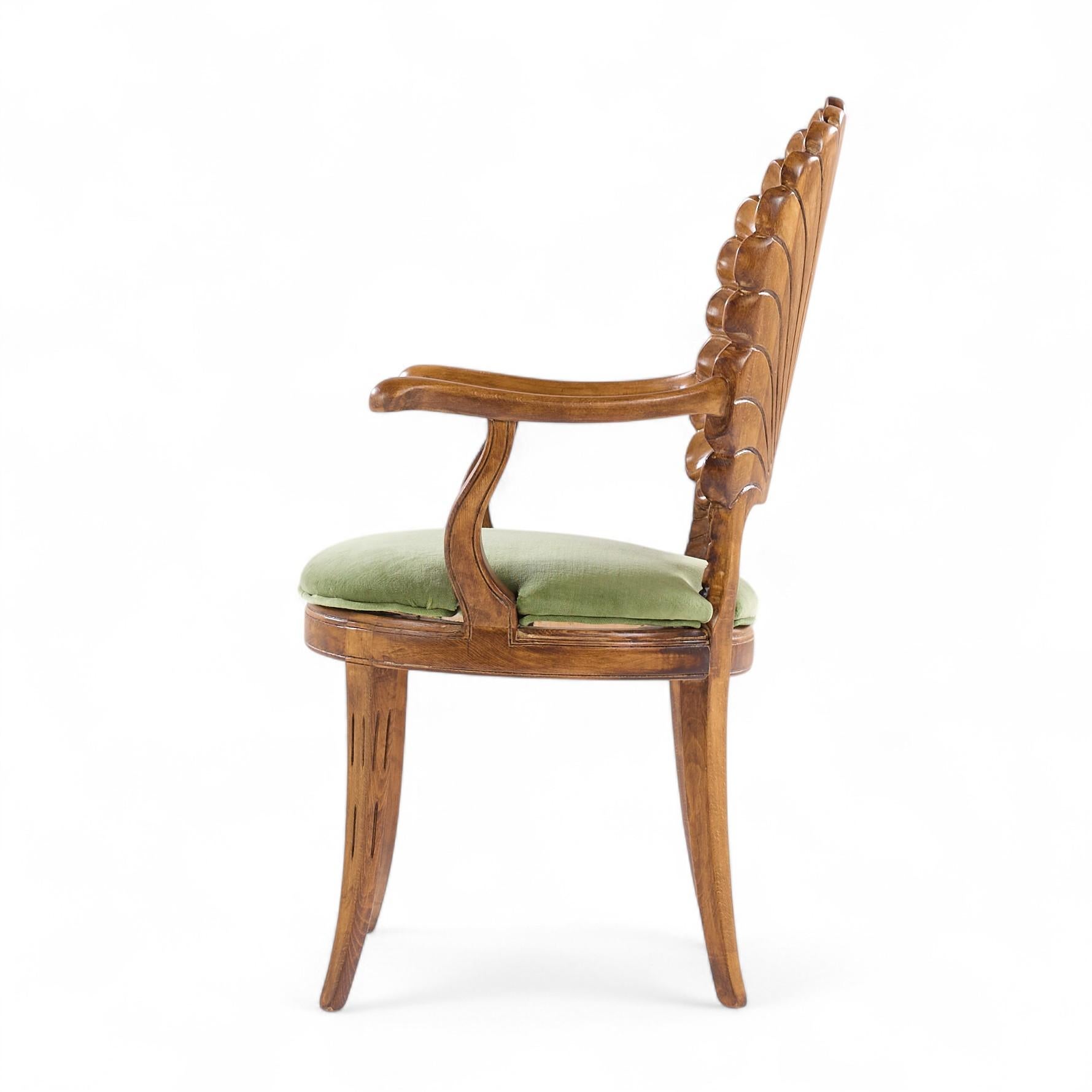 Venetian Grotto Hollywood Regency Scalloped Shell Back Dining Chairs - Set of 6 For Sale 7