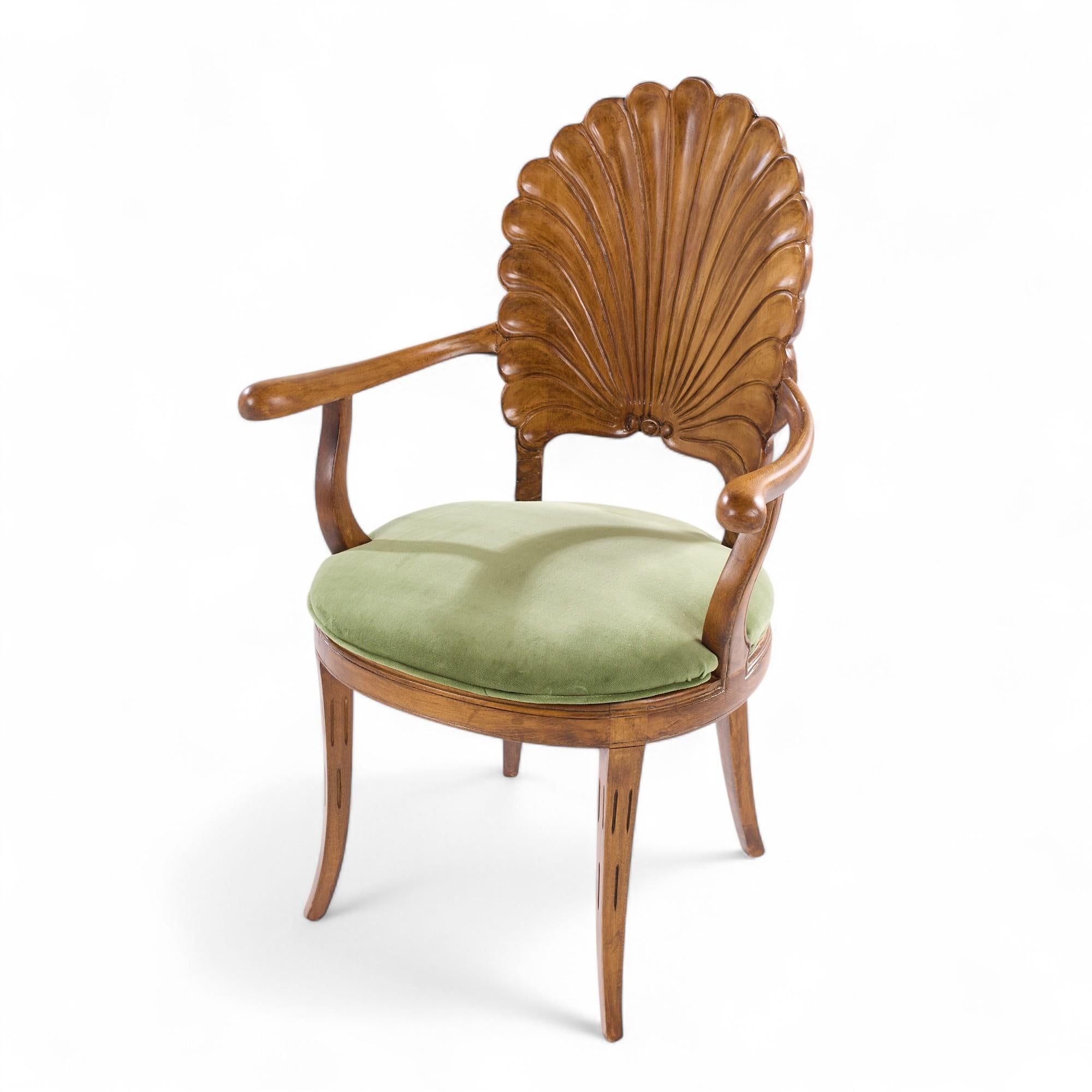 Venetian Grotto Hollywood Regency Scalloped Shell Back Dining Chairs - Set of 6 For Sale 11