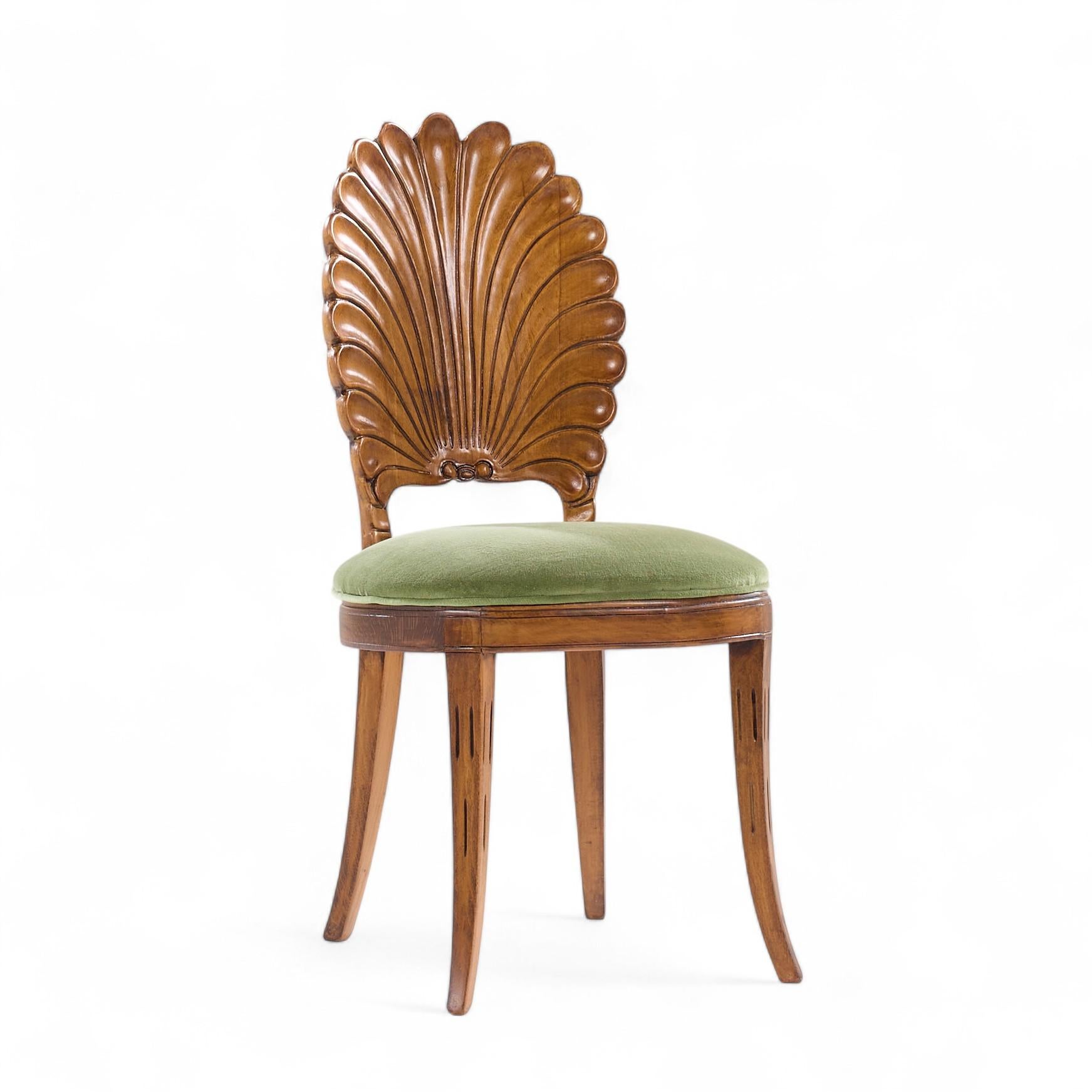 Venetian Grotto Hollywood Regency Scalloped Shell Back Dining Chairs - Set of 6 In Good Condition For Sale In Franklin Park, IL