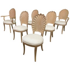 Vintage Venetian Grotto Style Shell Back Dining Chairs, Set of 6