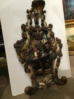 Venetian Hand Carved Framed Mirror with Floral and Fruit Designs