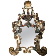Venetian Hand Carved Framed Mirror with Floral and Fruit Designs