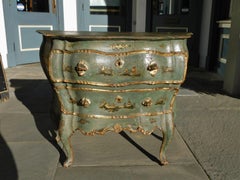 Venetian Hand Painted and Gilt Figural Pagoda Two Drawer Commode, Circa 1780