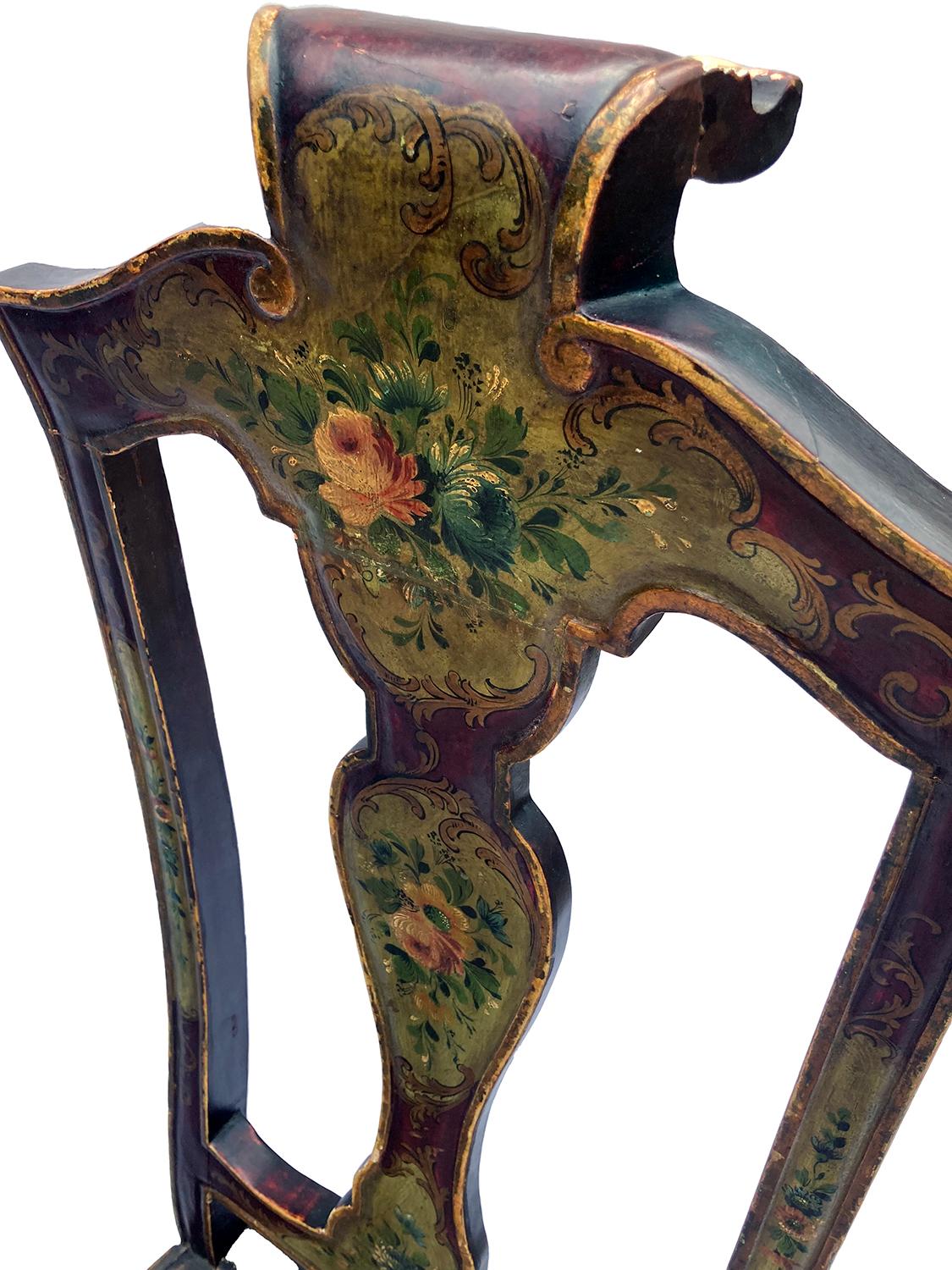 Venetian Hand Painted & Caned Rococo Side Chairs; a pair 3