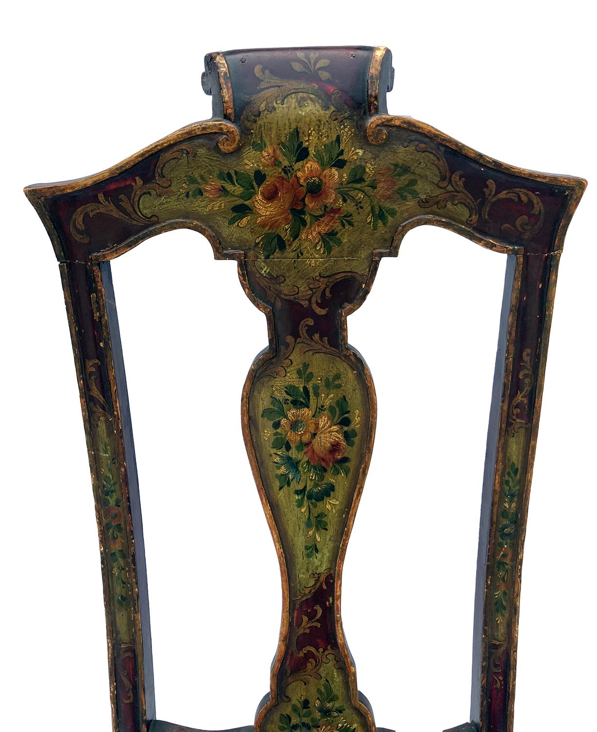 Venetian Hand Painted & Caned Rococo Side Chairs; a pair 1