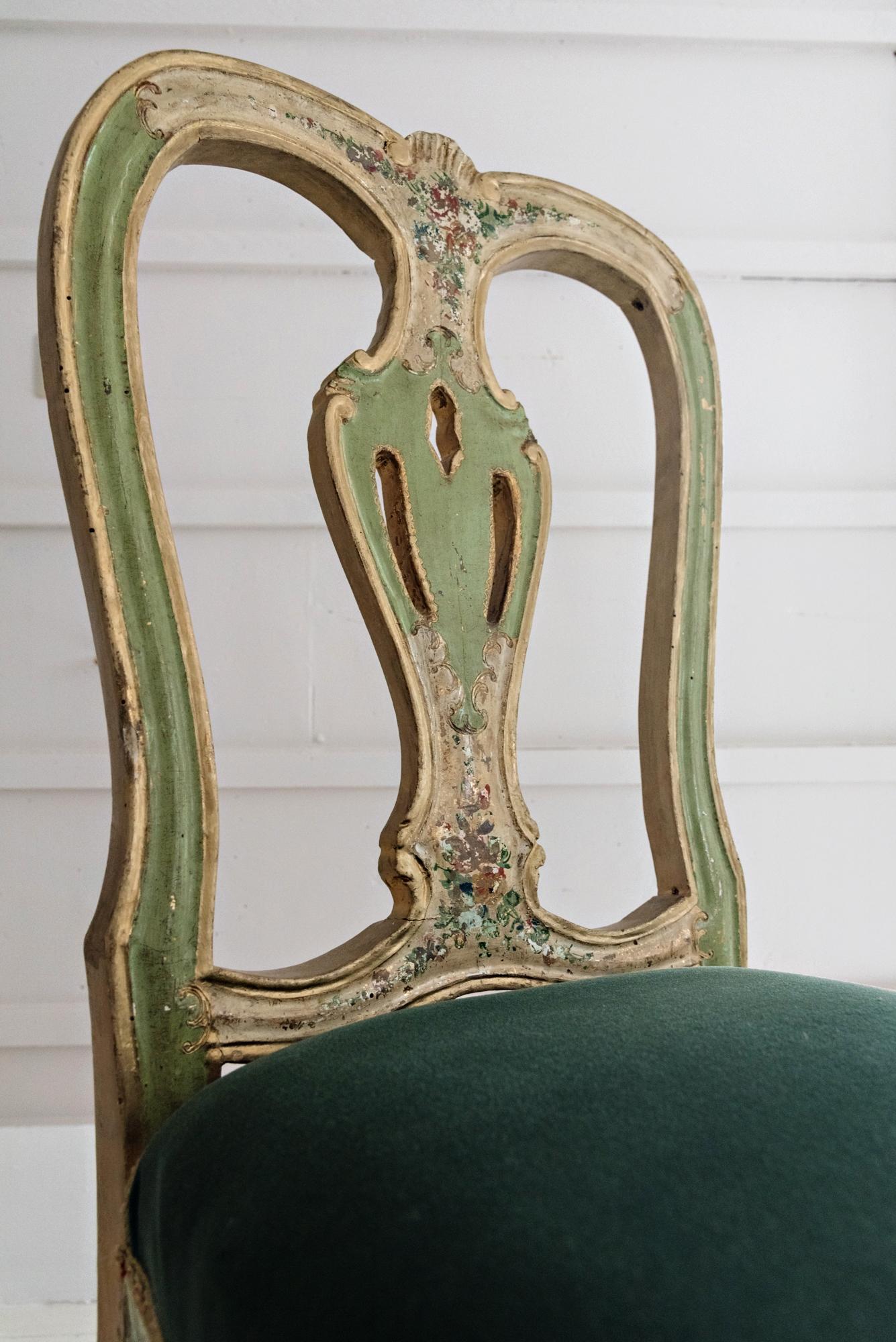 Rococo Venetian Hand Painted Chair For Sale