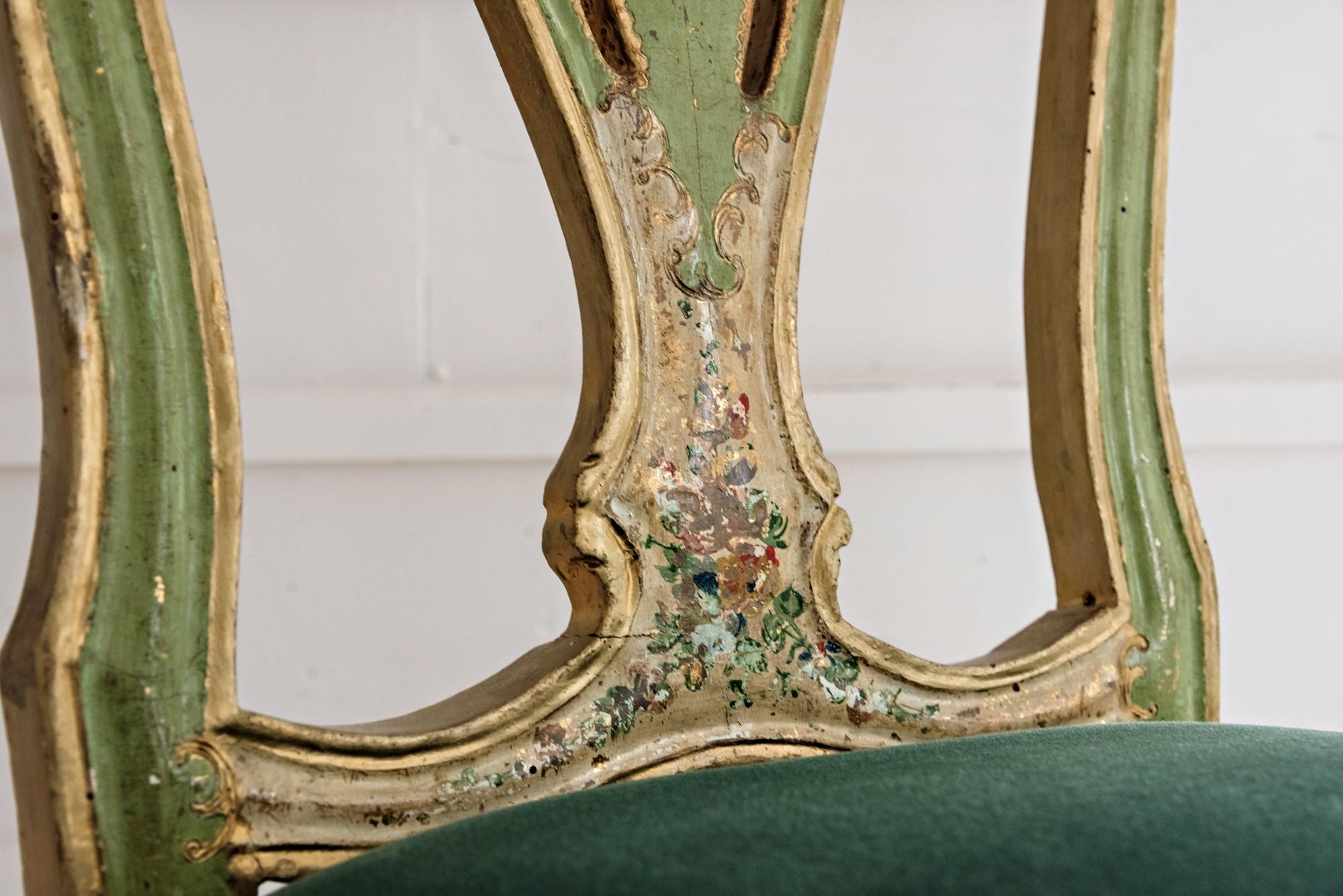 Hand-Painted Venetian Hand Painted Chair For Sale