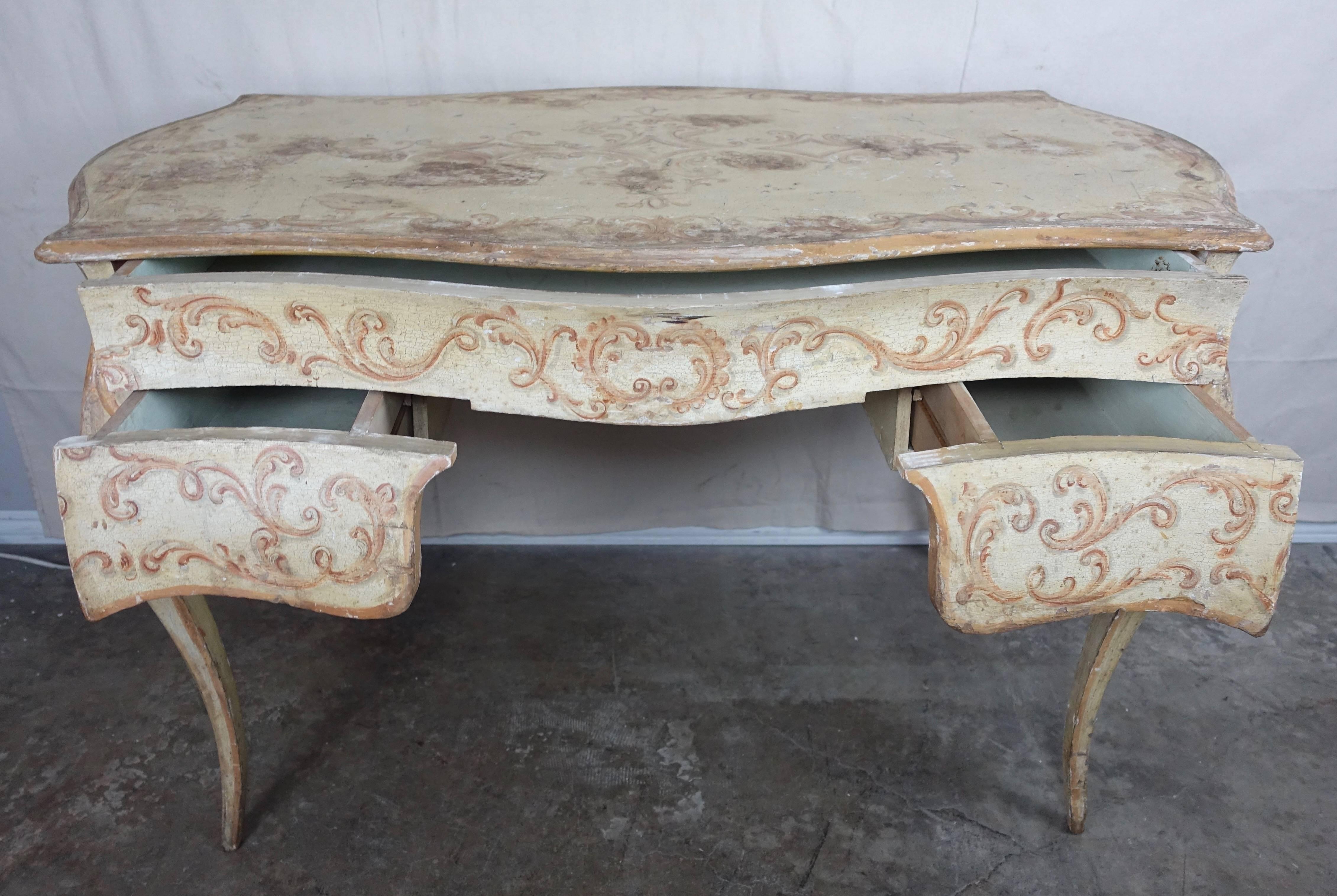 Italian Venetian Hand-Painted Desk, circa 1920s
