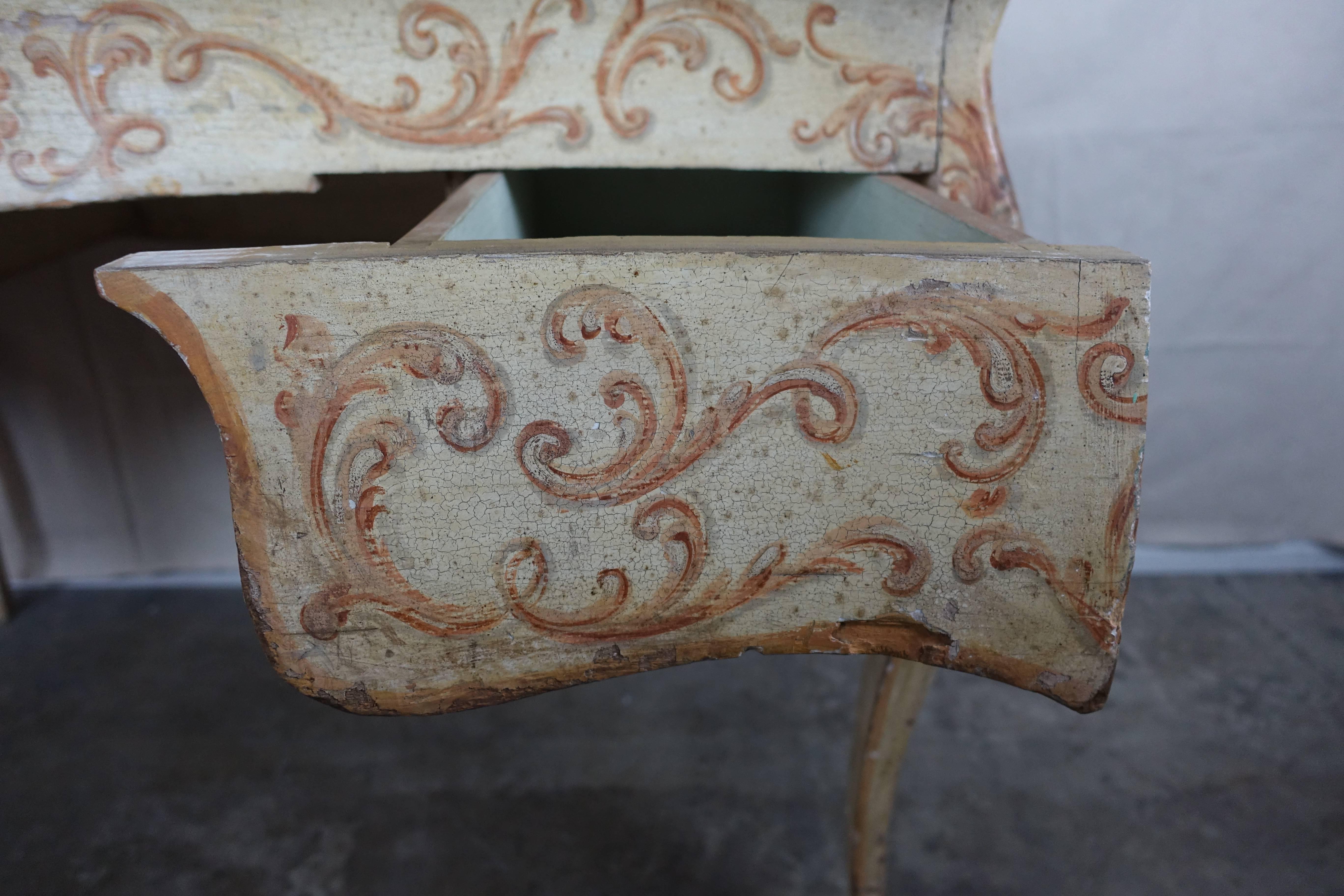Venetian Hand-Painted Desk, circa 1920s In Distressed Condition In Los Angeles, CA