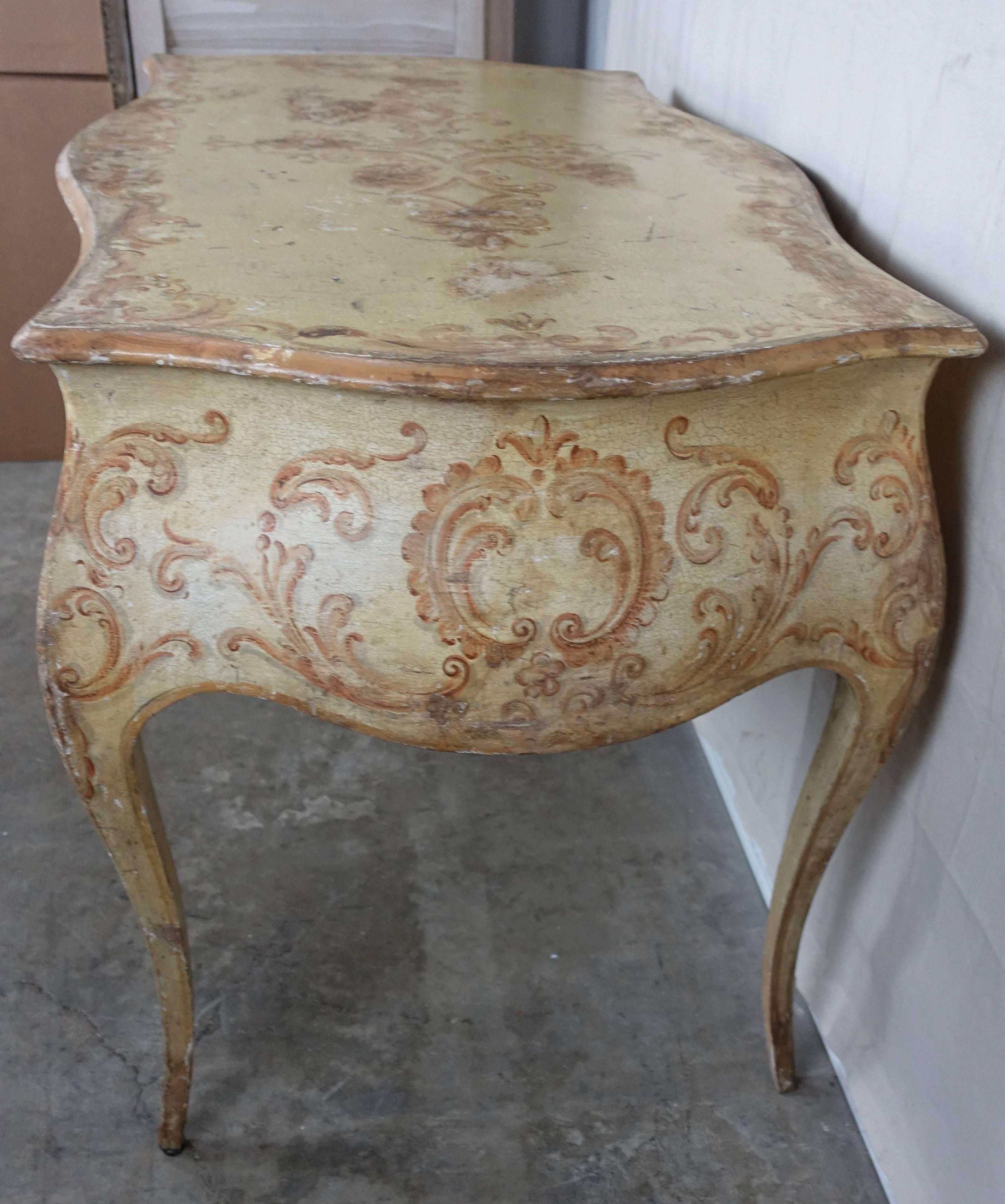 Wood Venetian Hand-Painted Desk, circa 1920s