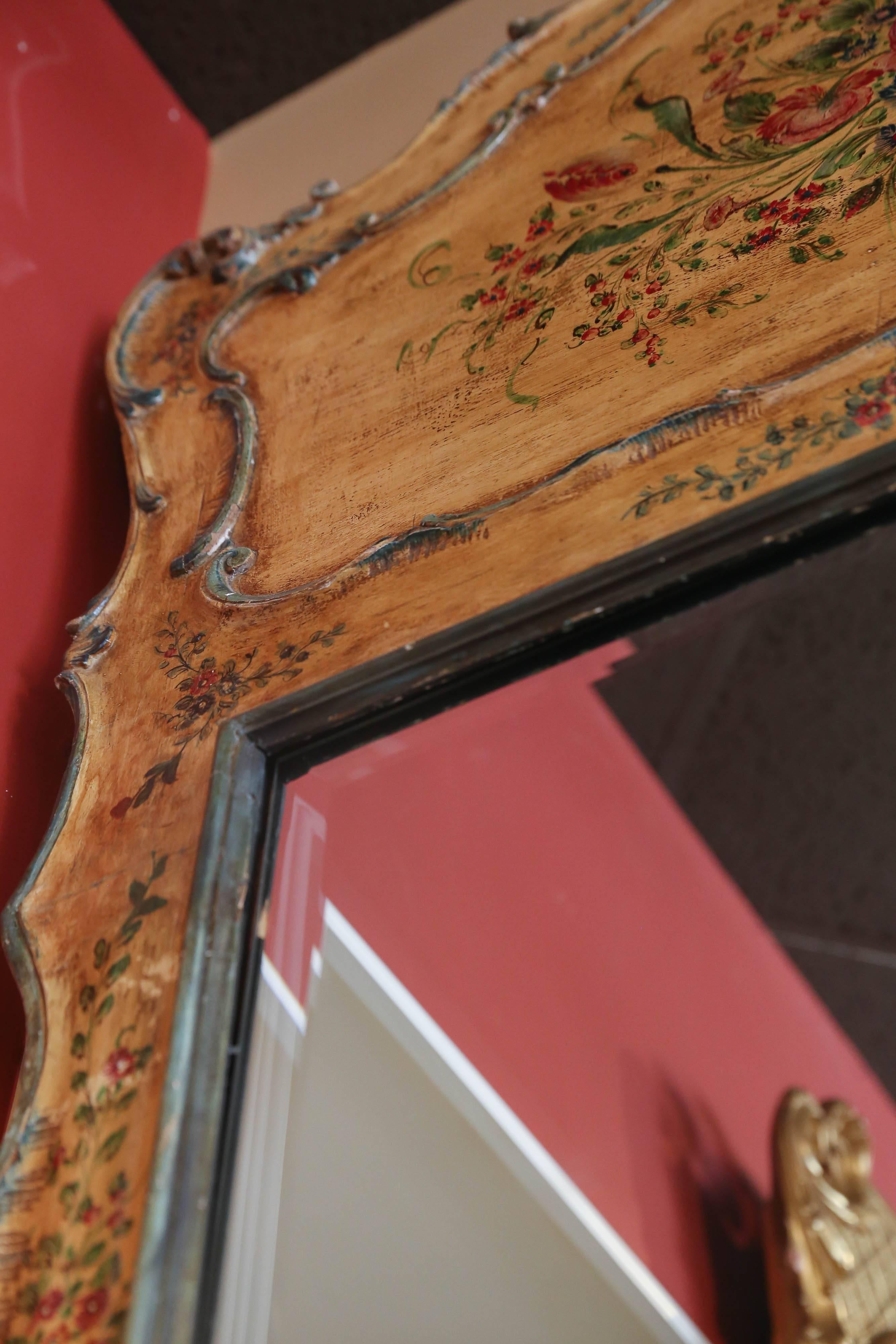 XIXe siècle Miroir vénitien peint à la main, pleine longueur en vente