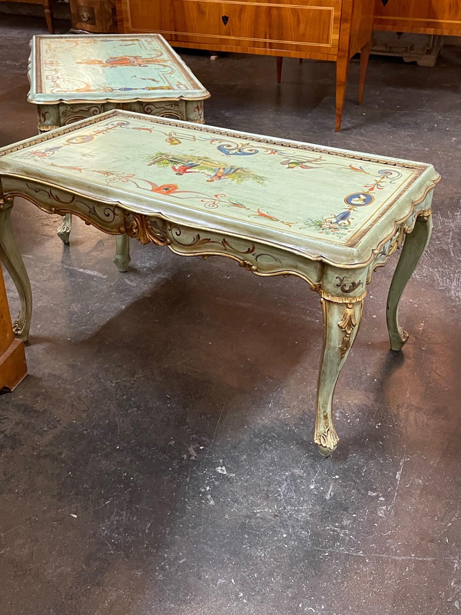 Venetian Hand Painted Low Tables with Classical Scenes 3
