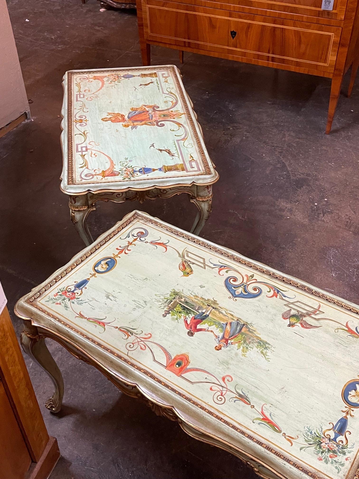 Venetian Hand Painted Low Tables with Classical Scenes 4