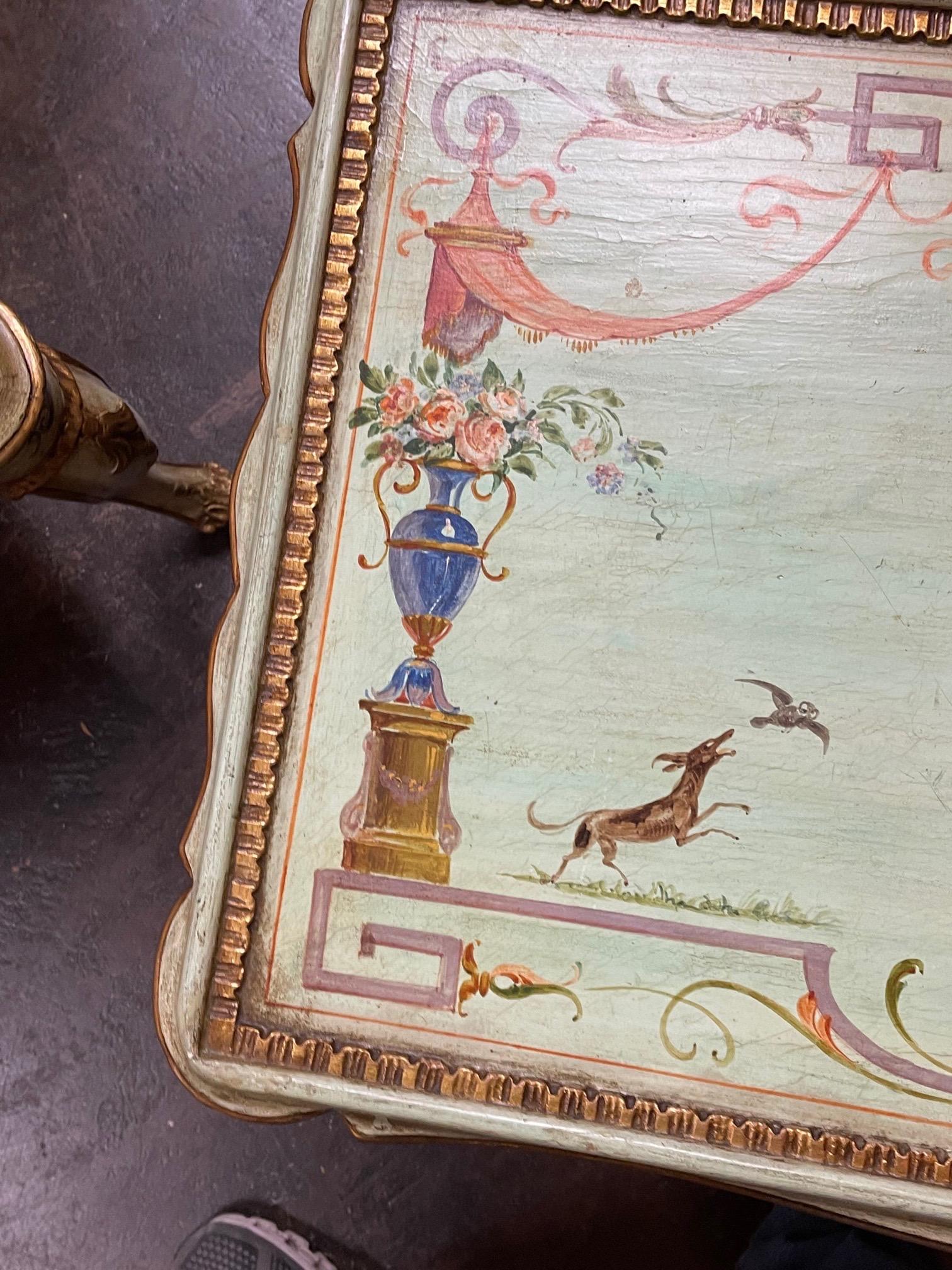 Venetian Hand Painted Low Tables with Classical Scenes In Good Condition In Dallas, TX