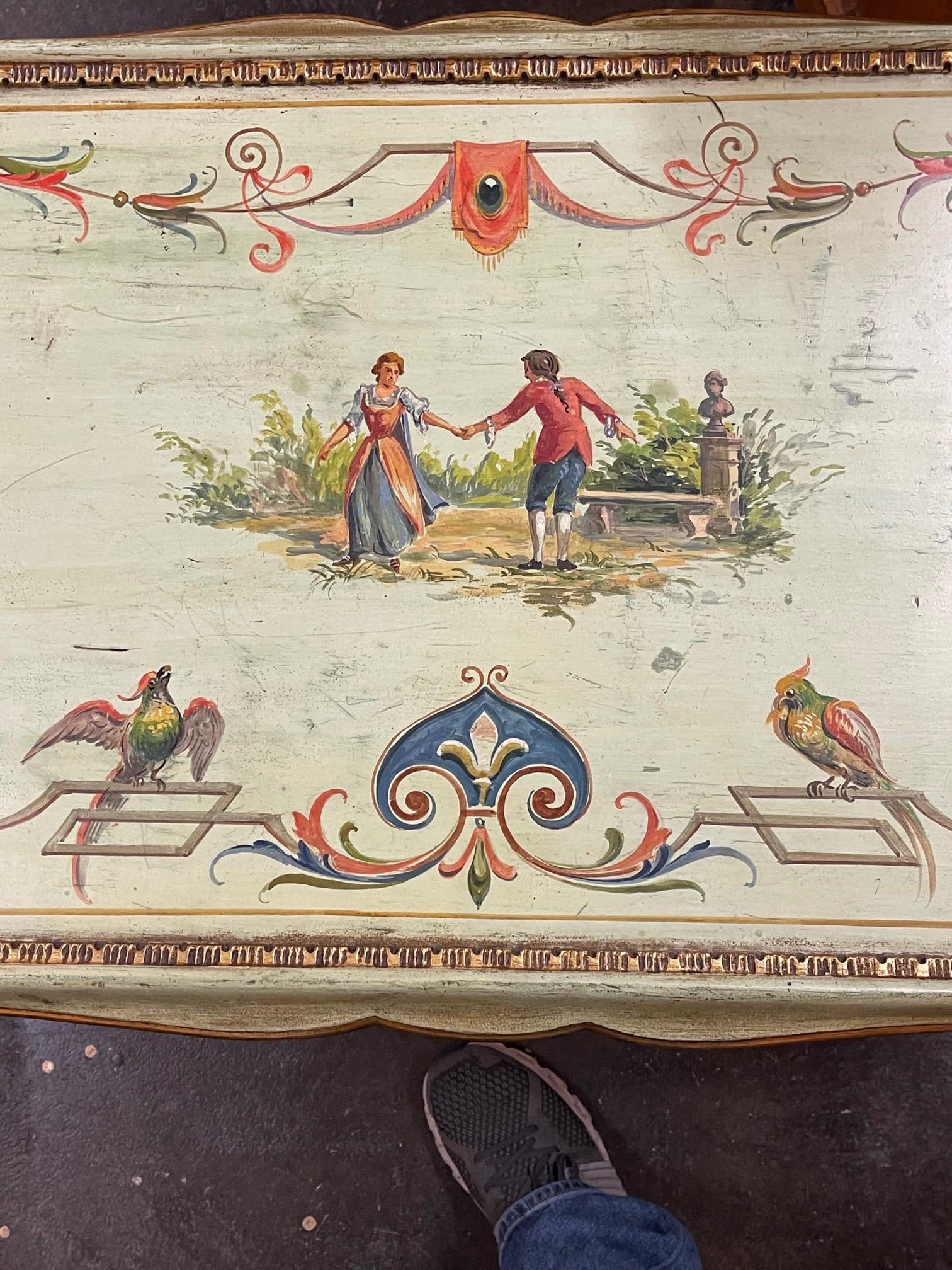 20th Century Venetian Hand Painted Low Tables with Classical Scenes