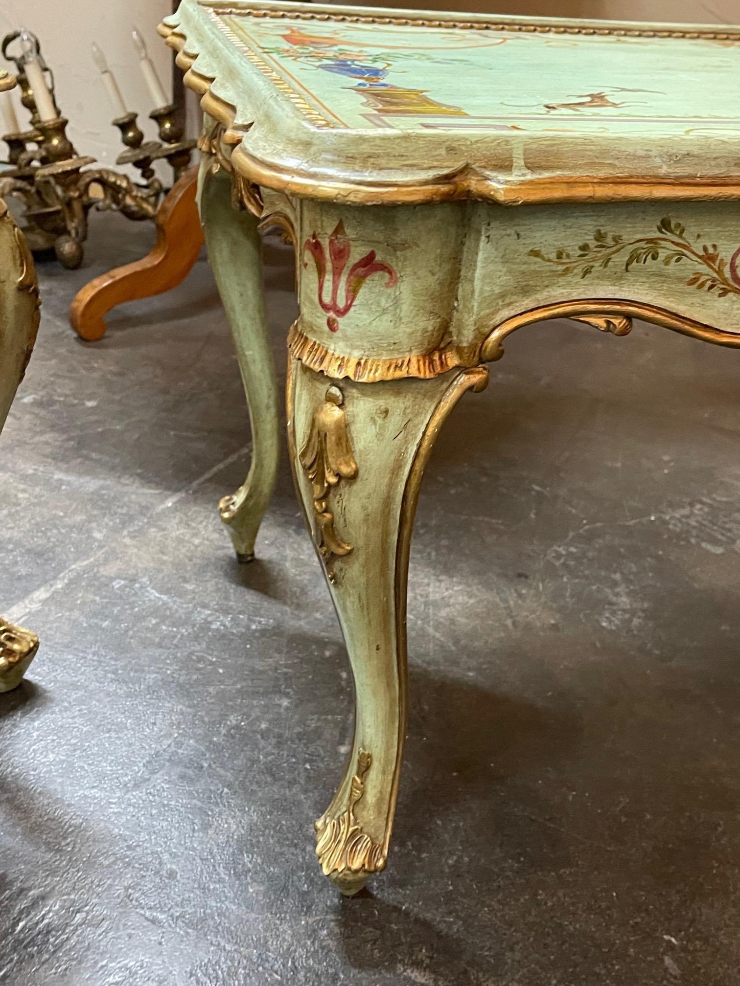 Venetian Hand Painted Low Tables with Classical Scenes 1