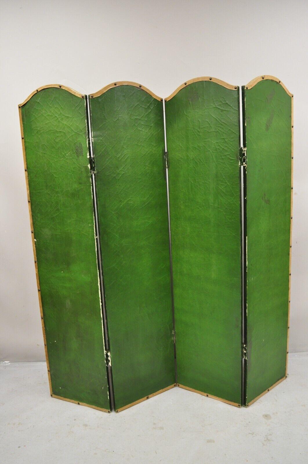 Venetian Hand Painted Oil on Canvas 4 Section Peacock Bird Screen Room Divider 3