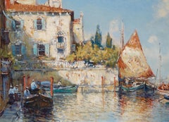 Venetian Harbor, 1925 Oil on Board, Arthur Vidal Diehl 'American'