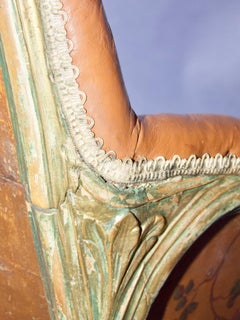 Venetian Illustrated, Polychrome, wood and  Leather Gondola Chair