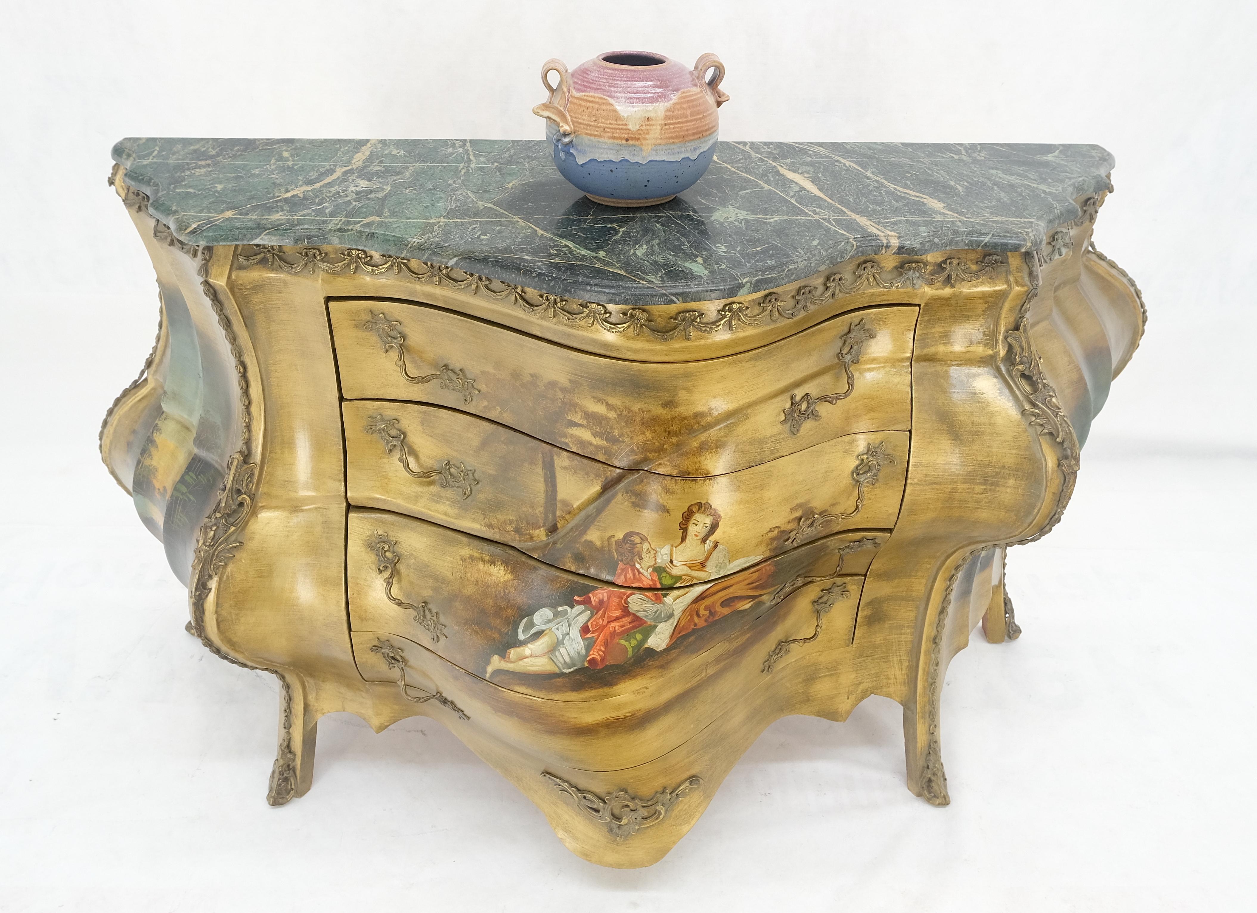 Comò a 3 cassetti con piano in marmo dipinto in stile bombe veneziane MINT! in vendita 3