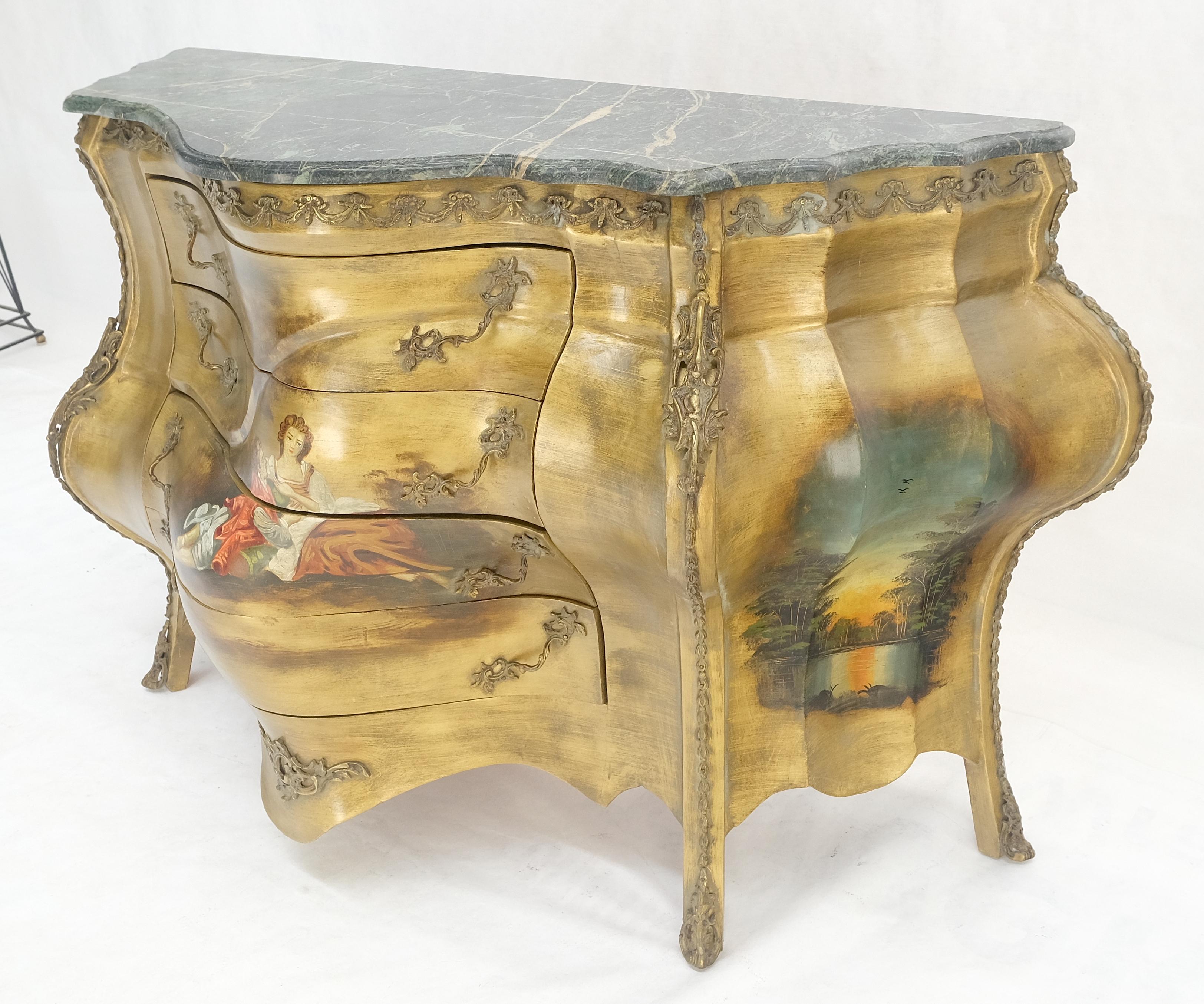 Comò a 3 cassetti con piano in marmo dipinto in stile bombe veneziane MINT! in vendita 4